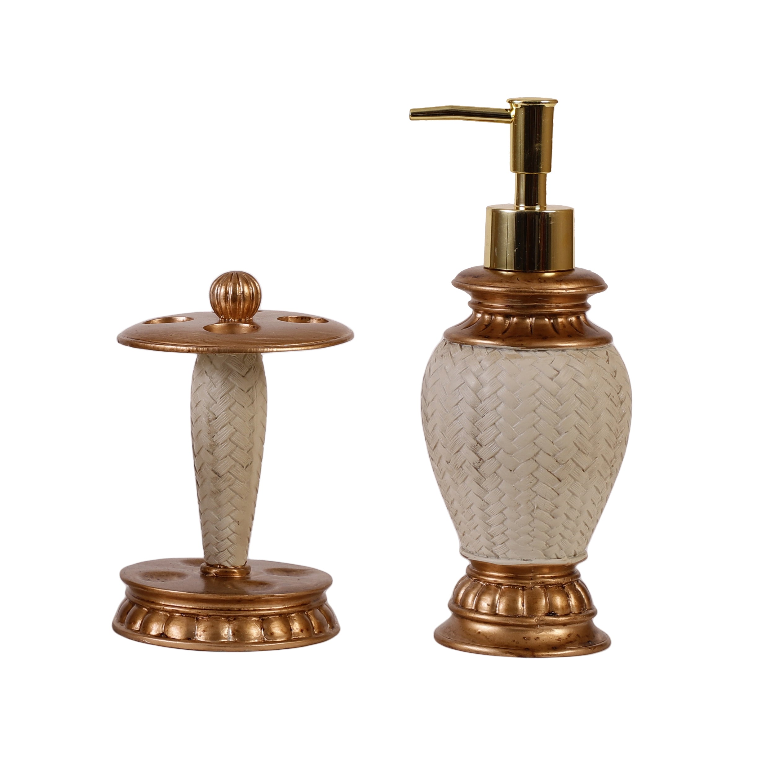 Luxe Wicker Pattern 4 Piece Bath Set