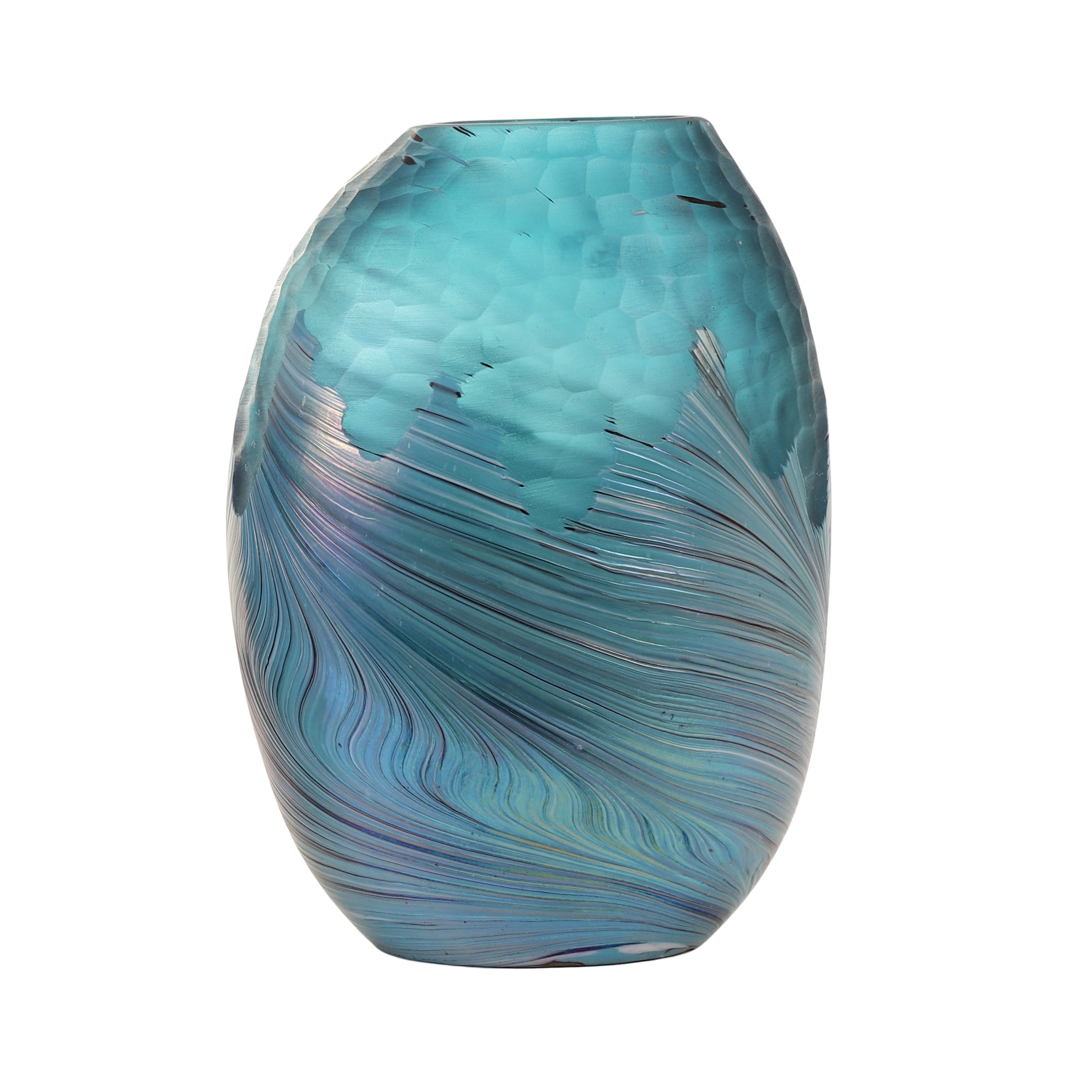Swirl Ombre Teal Glass Vase (Single)