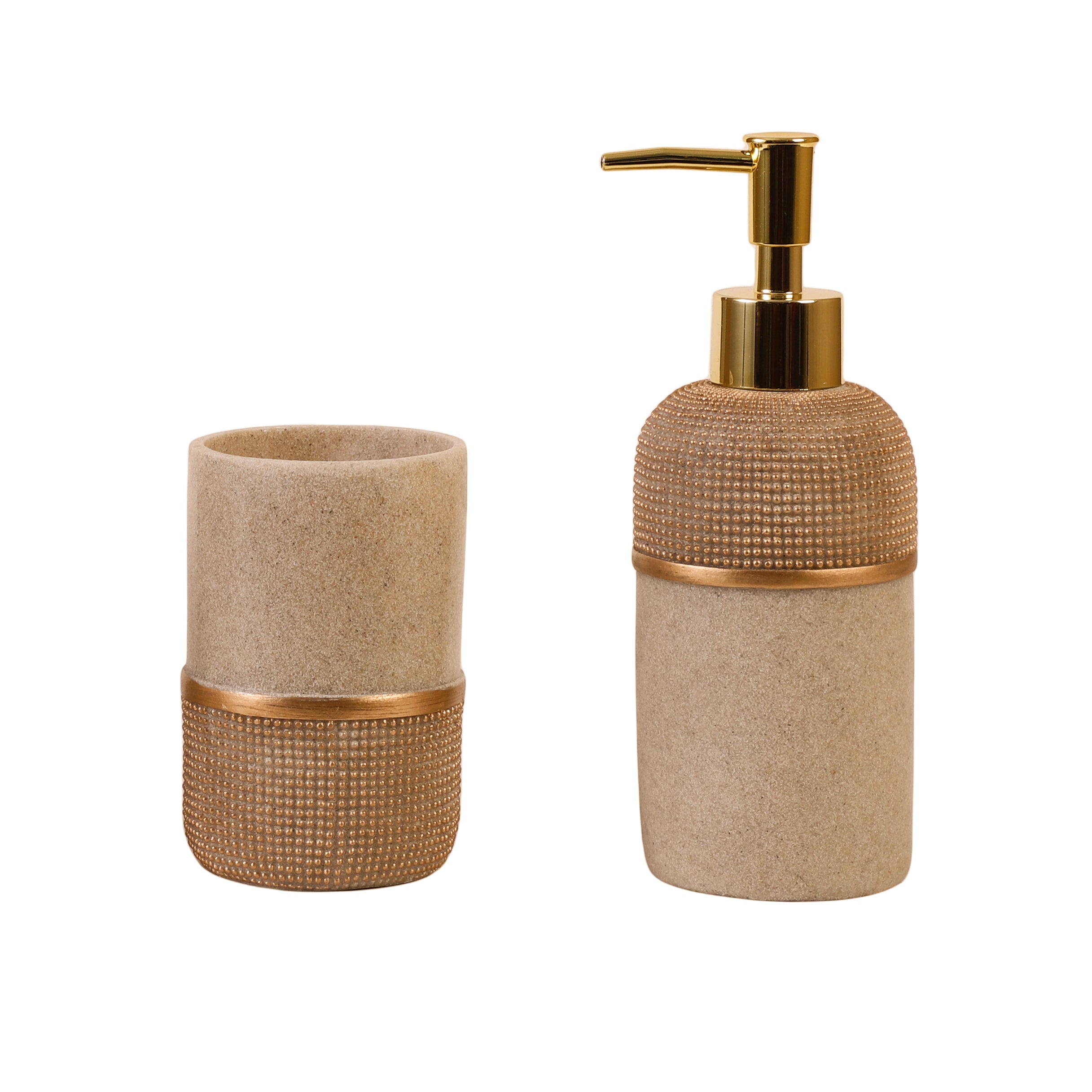 Pebbled Luxe 4 Piece Bath Set (Beige/Gold)