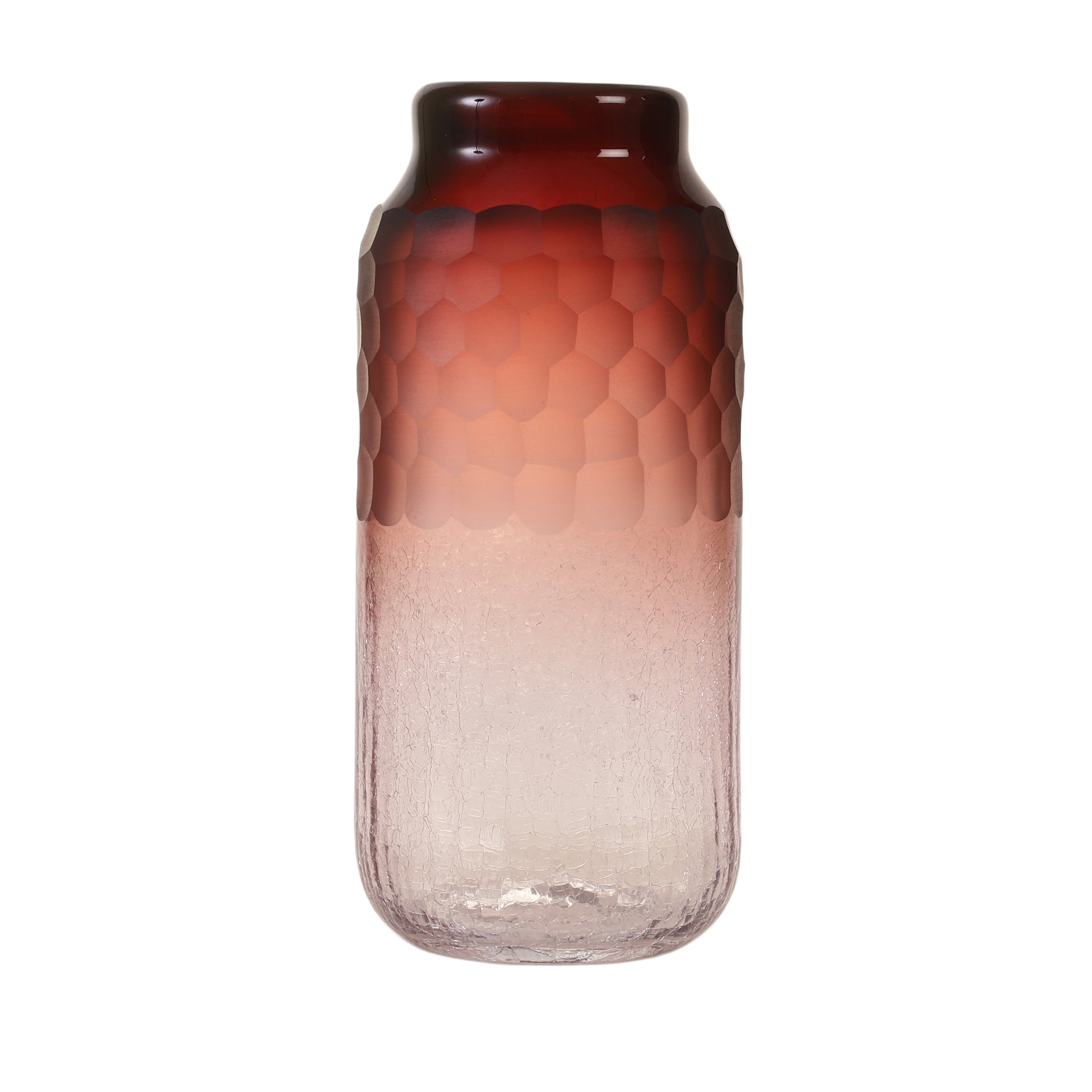 Wine Ombre Textured Glass Vase (Single)