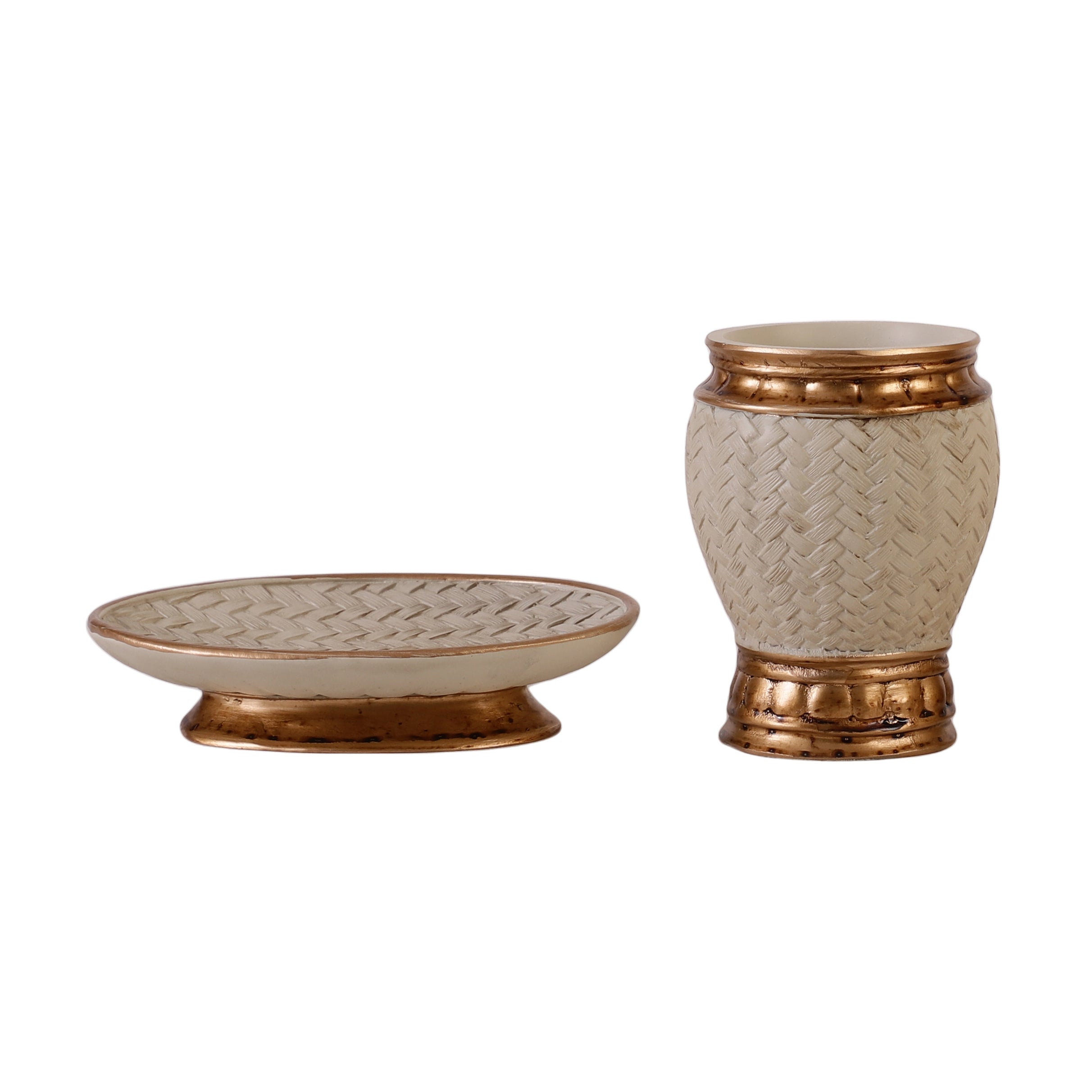 Luxe Wicker Pattern 4 Piece Bath Set