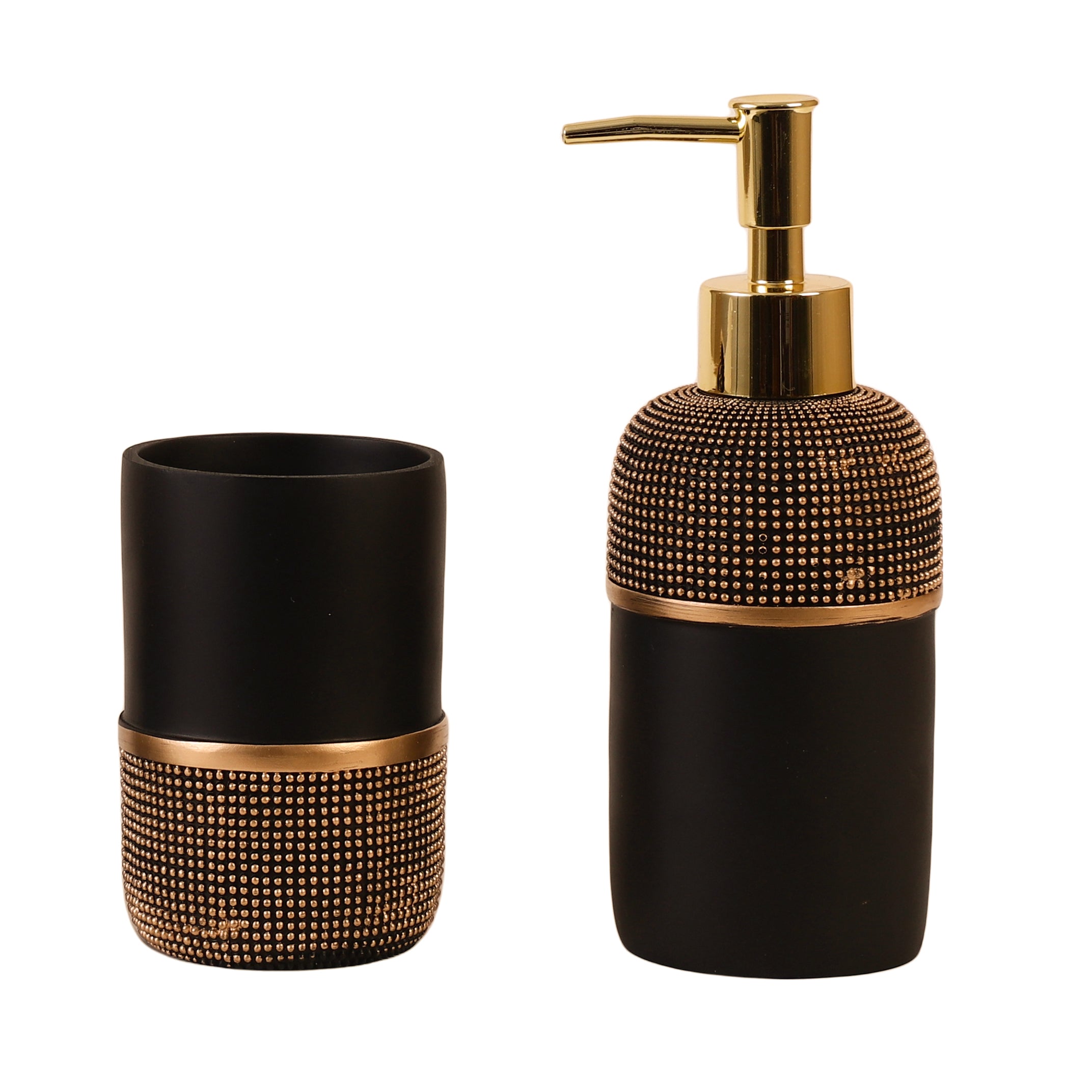Pebbled Luxe 4 Piece Bath Set (Black/Gold)