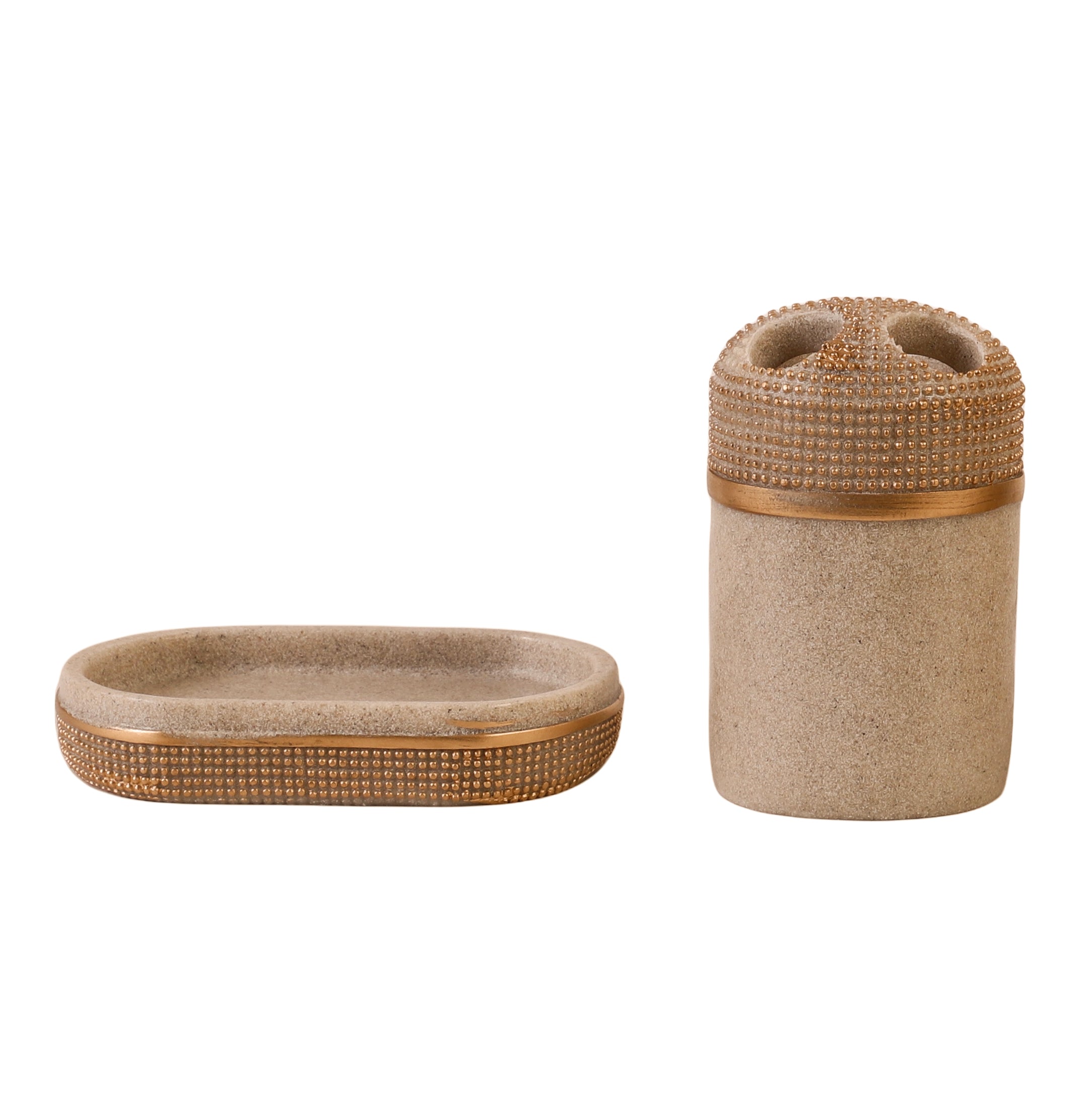 Pebbled Luxe 4 Piece Bath Set (Beige/Gold)