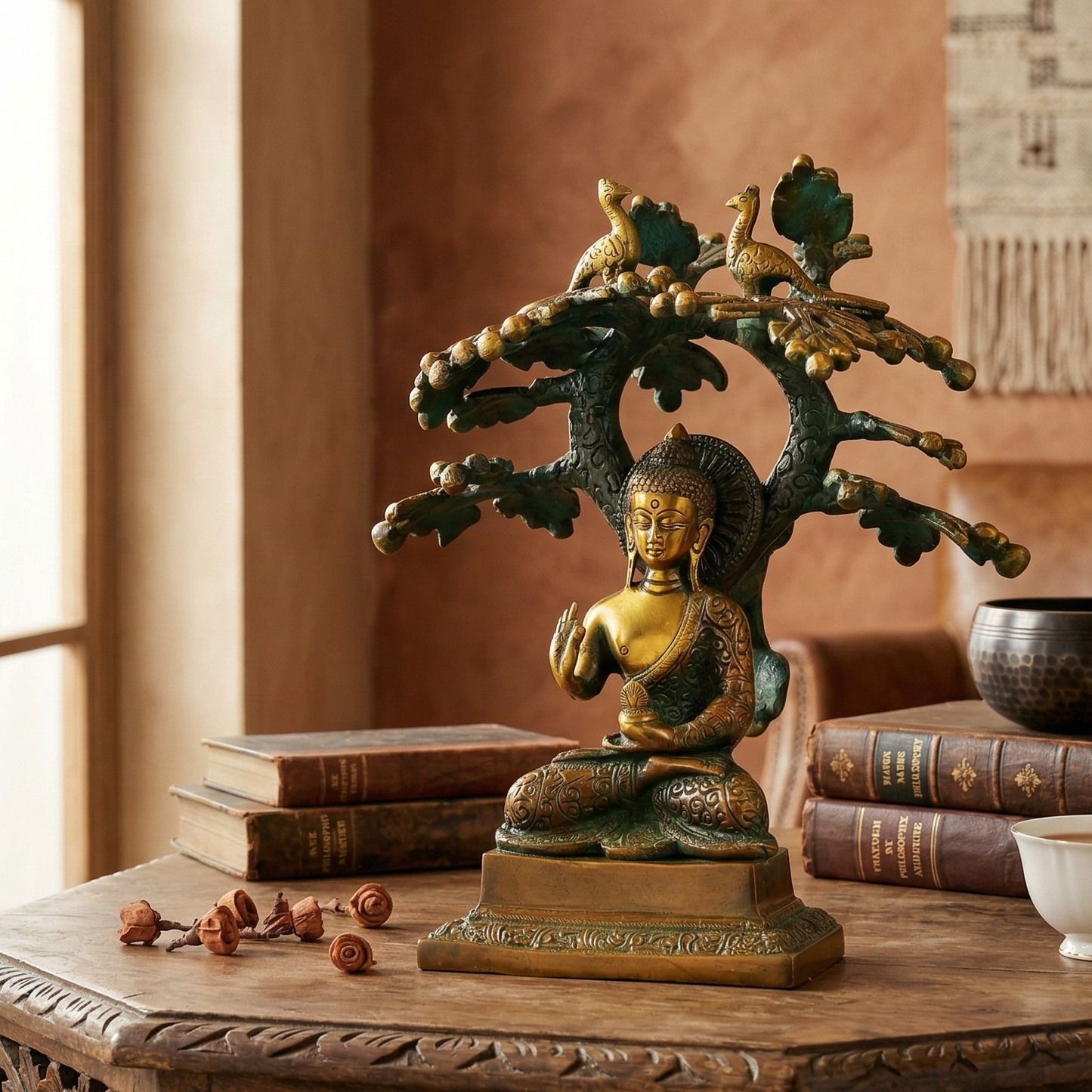 Brass Buddha Bodhi Tree Idol