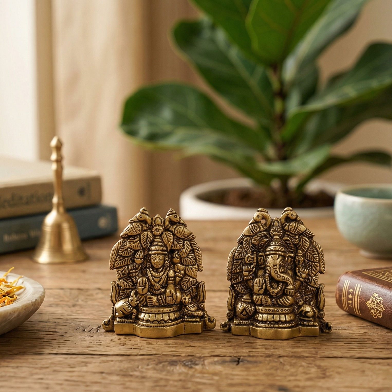 Brass Ganesh Lakshmi Idols (set of 2)