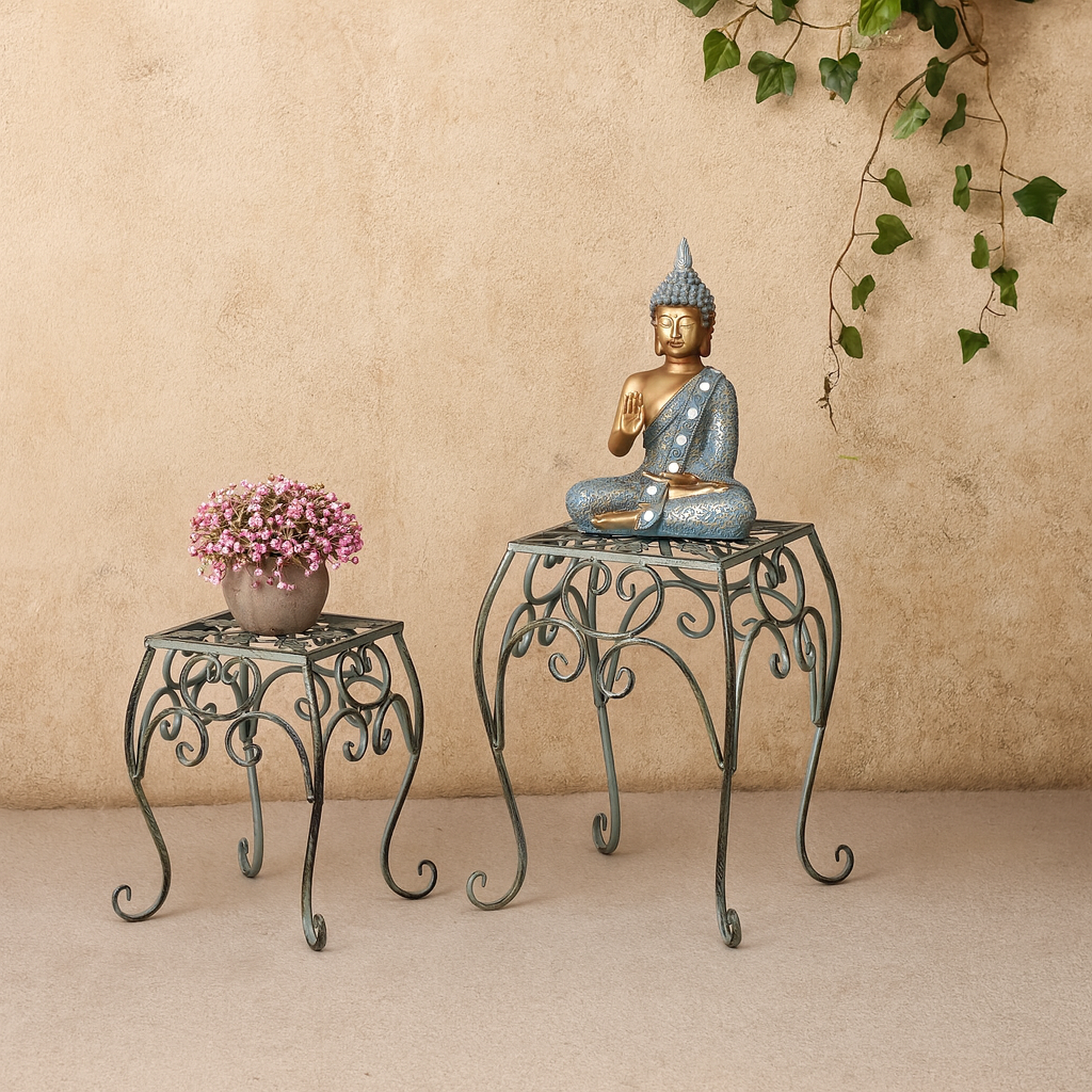 Olive Garden Square Decorative Short Tables (Set of 2)