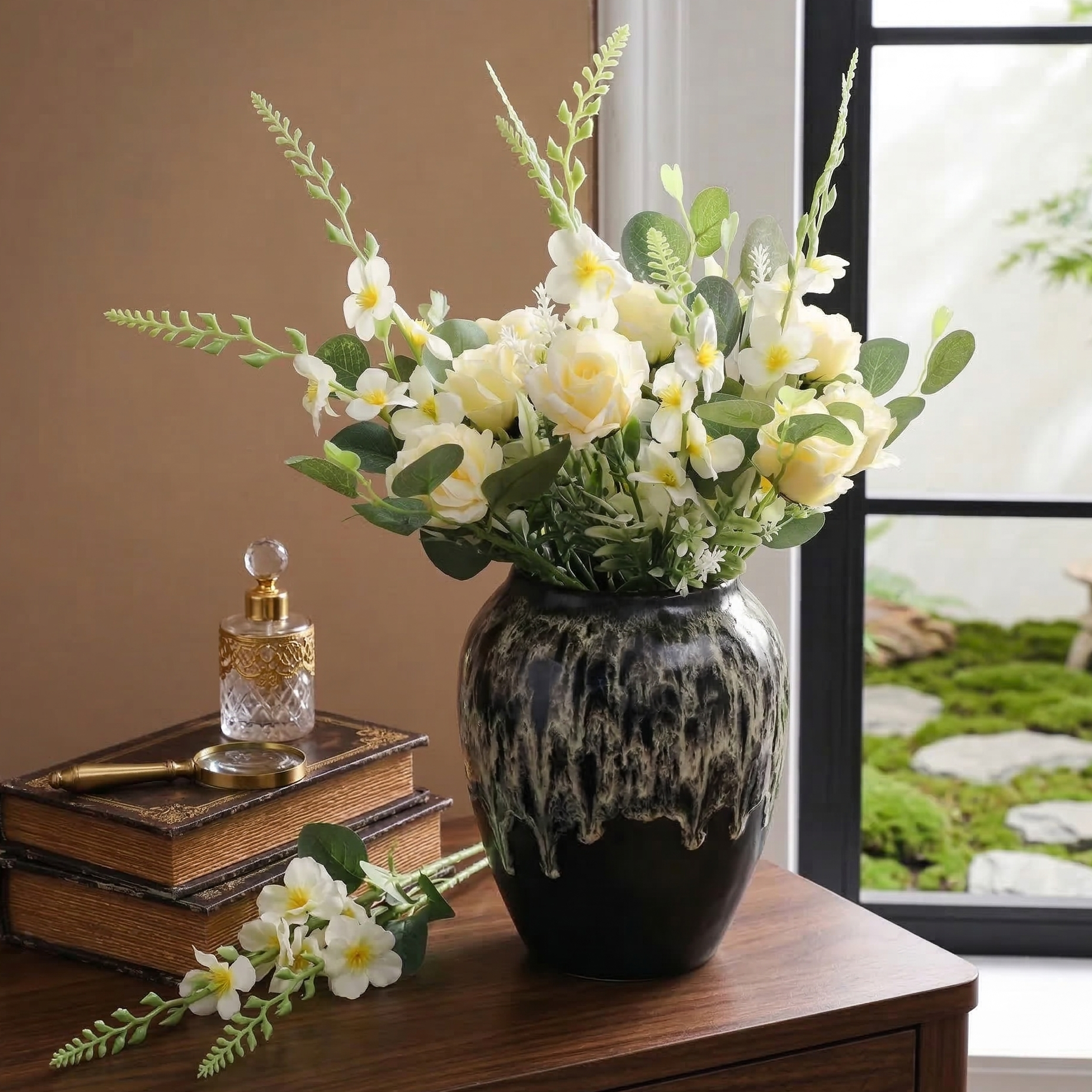 Cream Fern Rose Bunch (Single)
