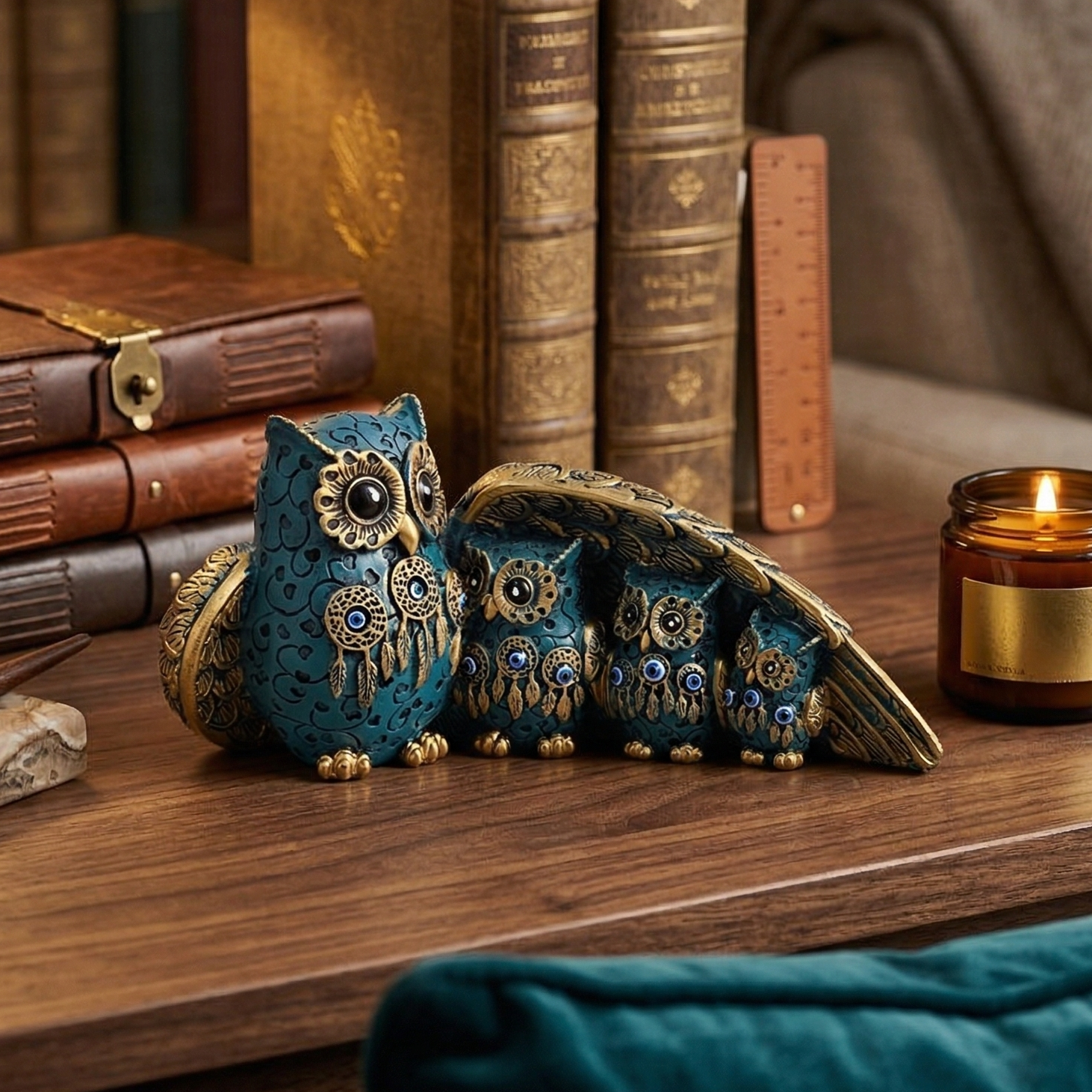 Dream Catchers Owl Family (Blue)