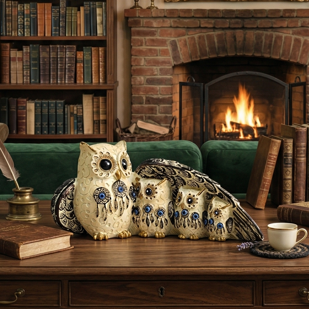 Dream Catchers Owl Family (Cream)