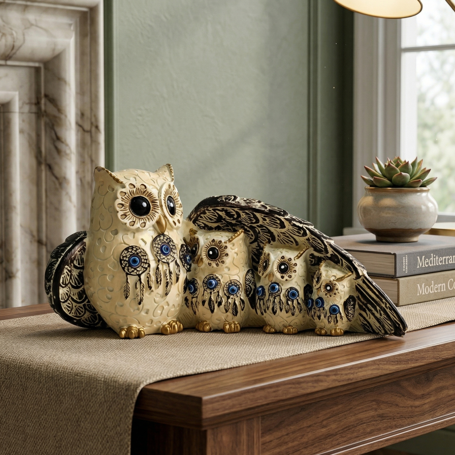Dream Catchers Owl Family (Cream)