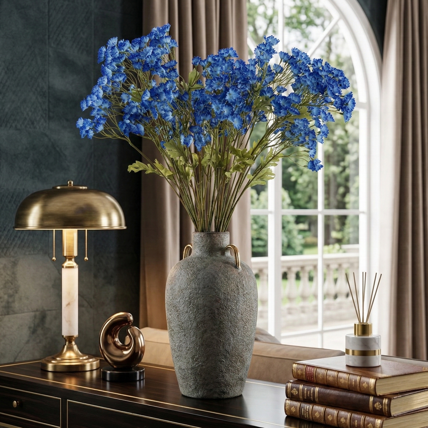 Faux Azure Baby's Breath Flower Stick (Single)