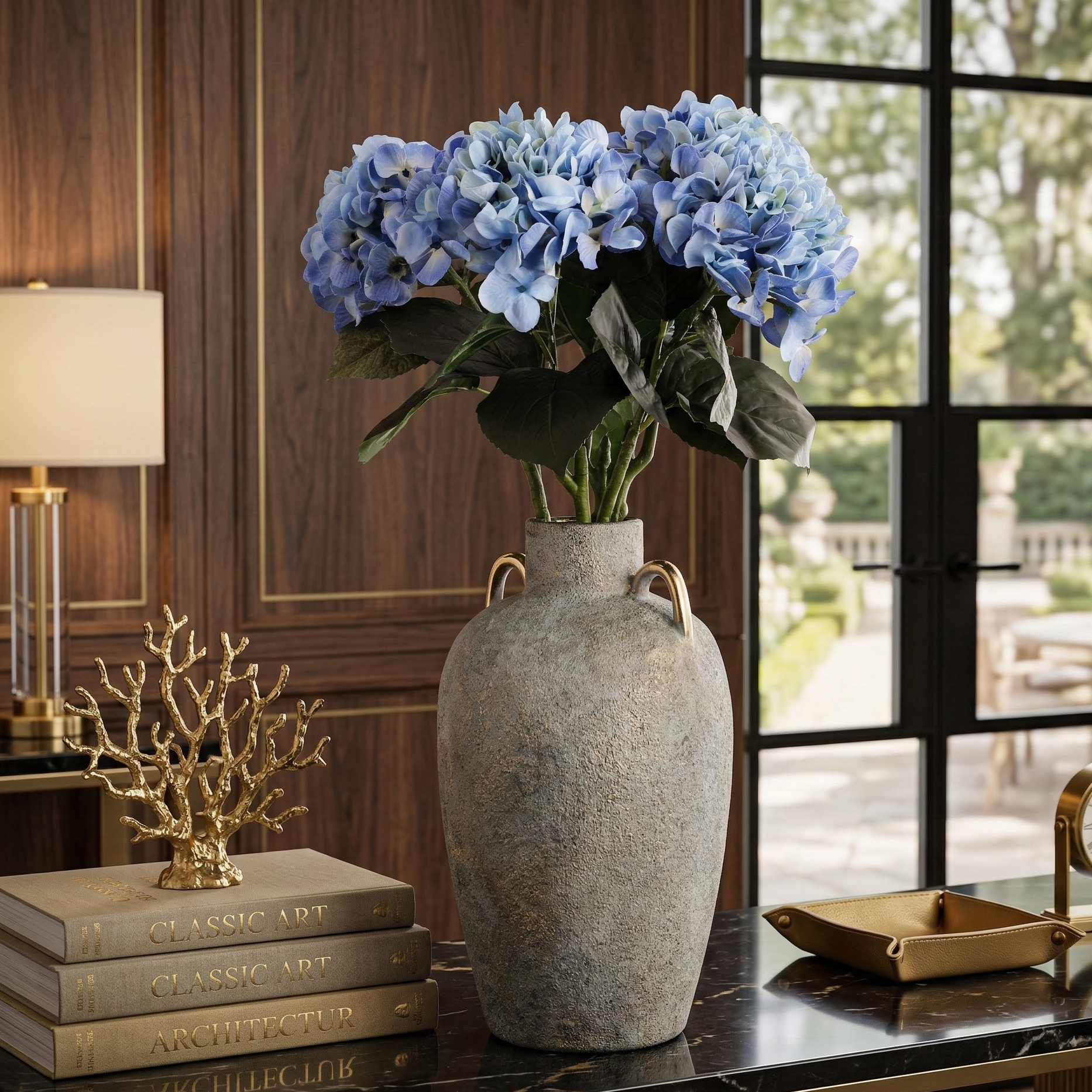 Faux Blue Hydrangea Stick (Single)
