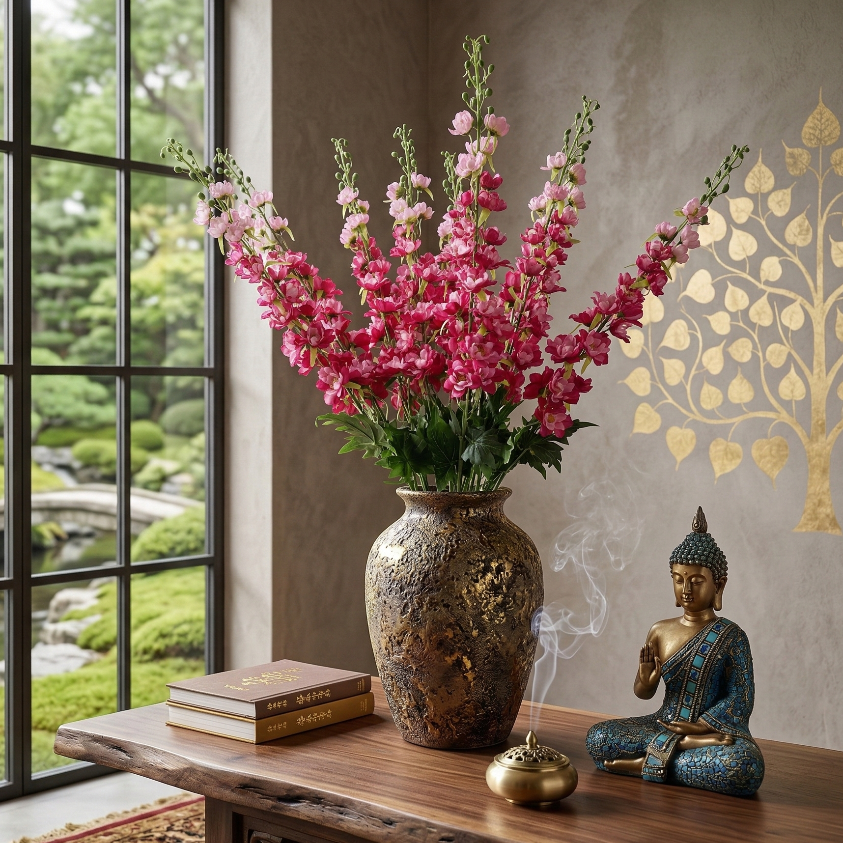 Faux Dual Shade Pink Delphinium Stick (Single)