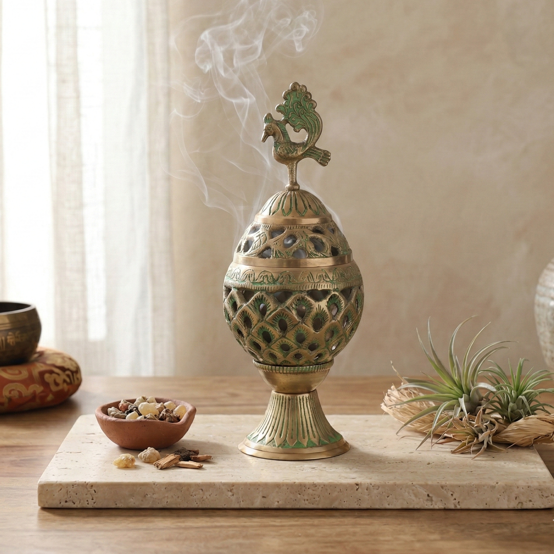 Peacock Dome Incense Holder