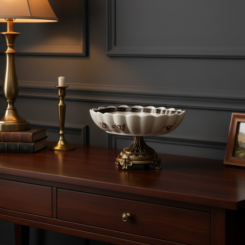 Grandiose Round Bowl With Gold Base (Large)