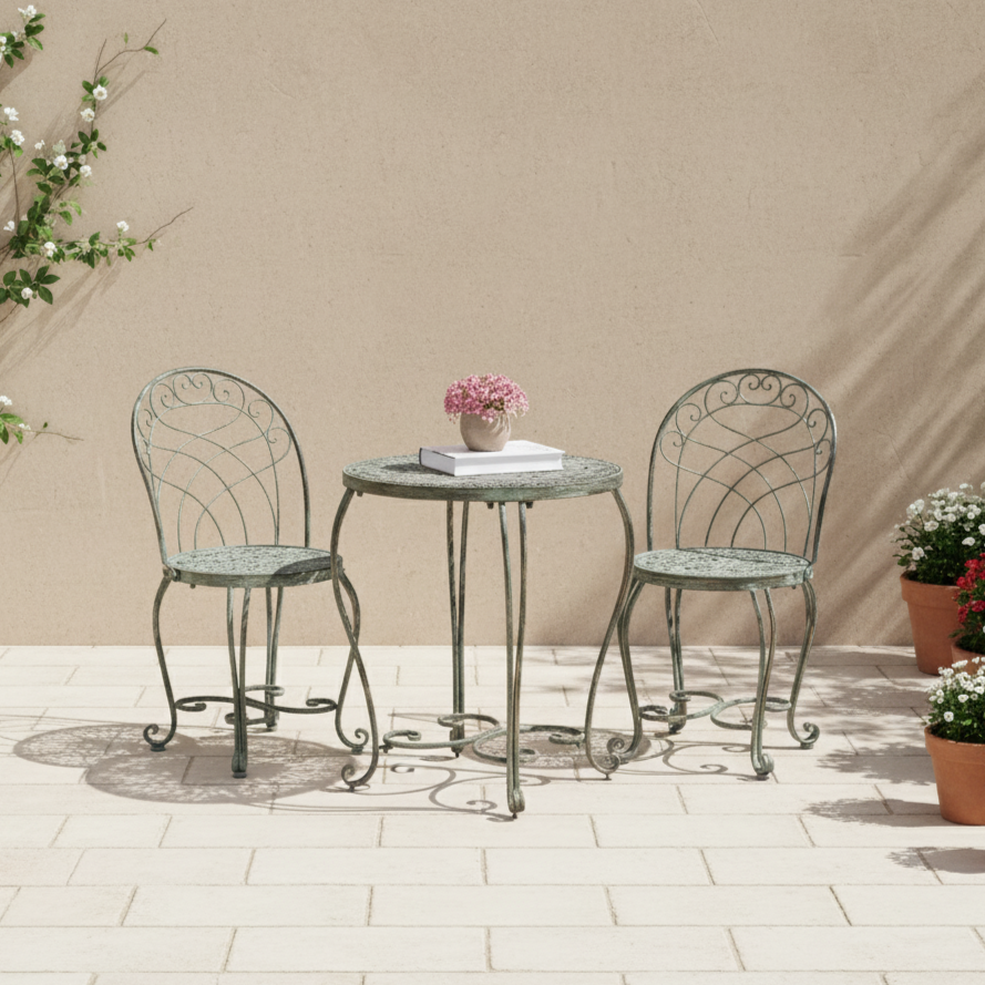 Grape Vine Pattern Outdoor Chairs & Table (Set of 3)