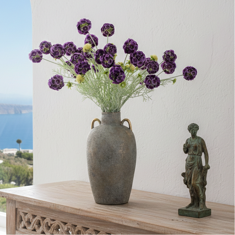 Faux Purple Scabiosa Stellata Stem (Single)