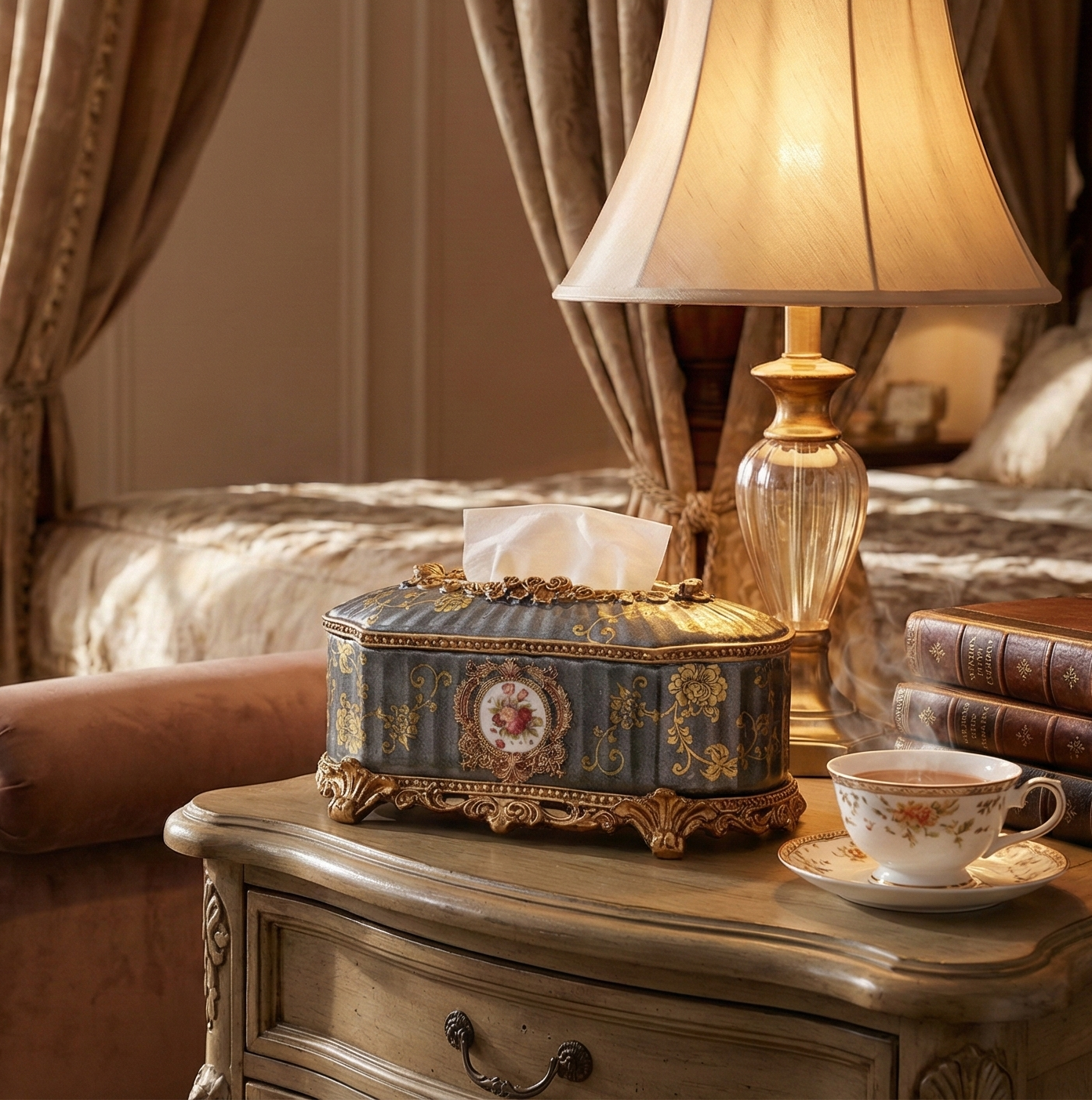 Regalia Gold and Navy Tissue Holder