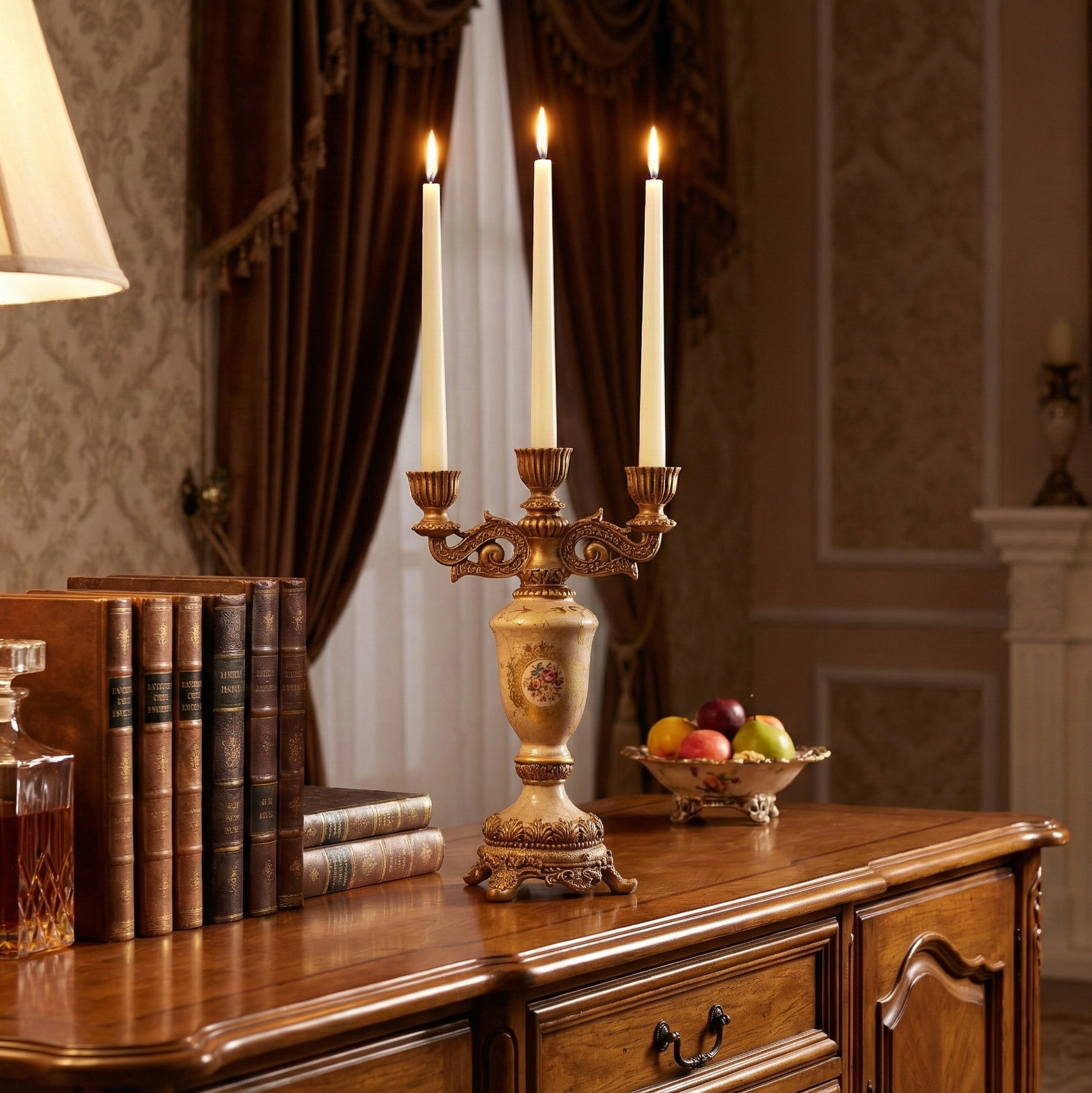 Regalia Gold and Cream Candle Stand