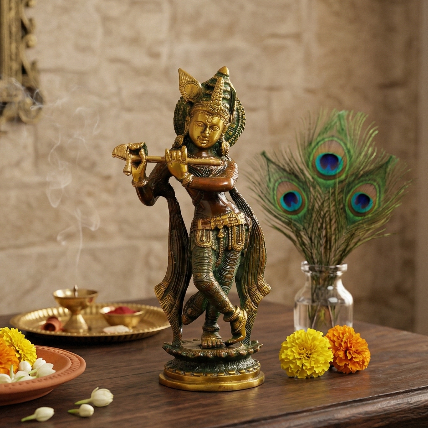Handcrafted Brass Krishna Idol