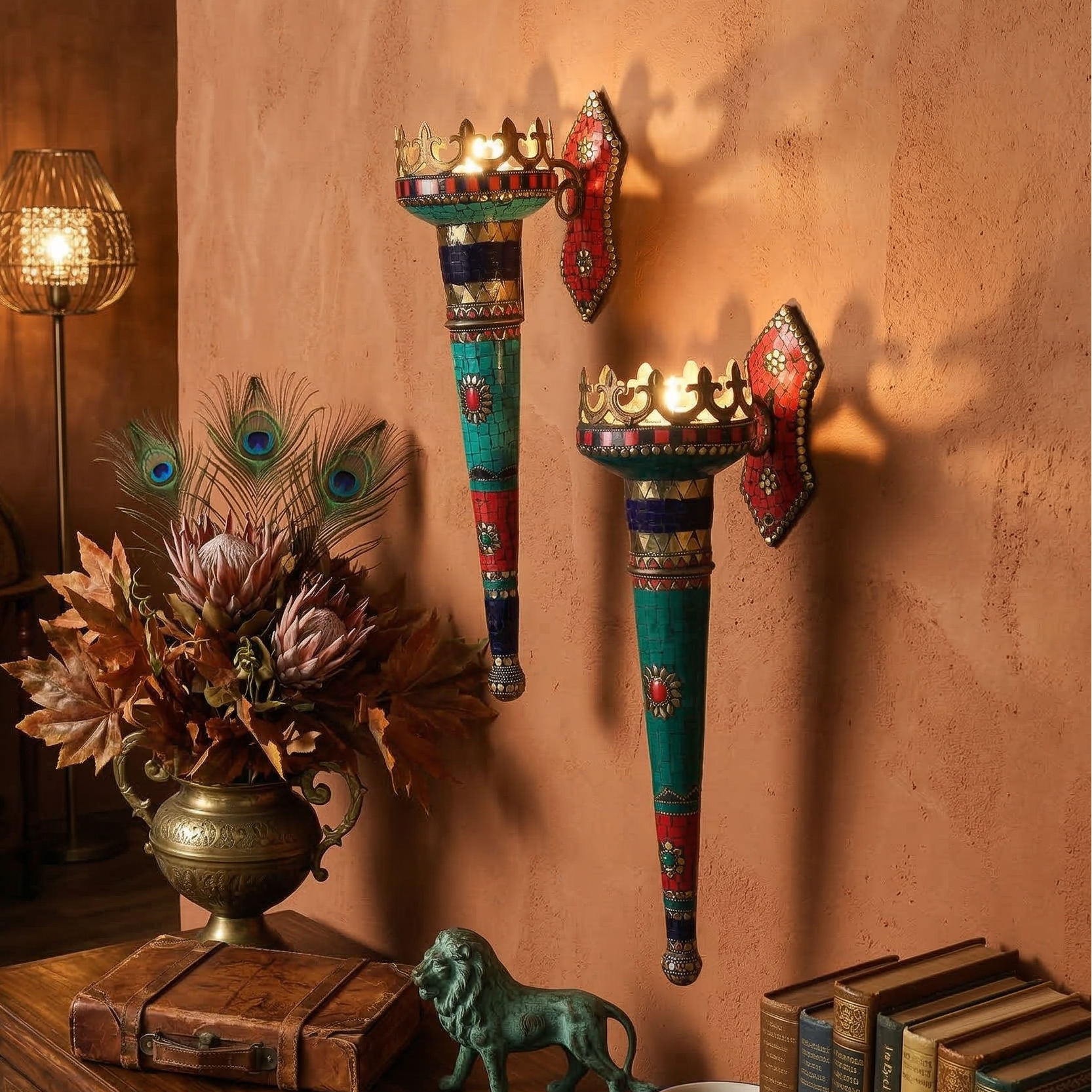 Handcrafted Stone Candle Torches (Set of 2)