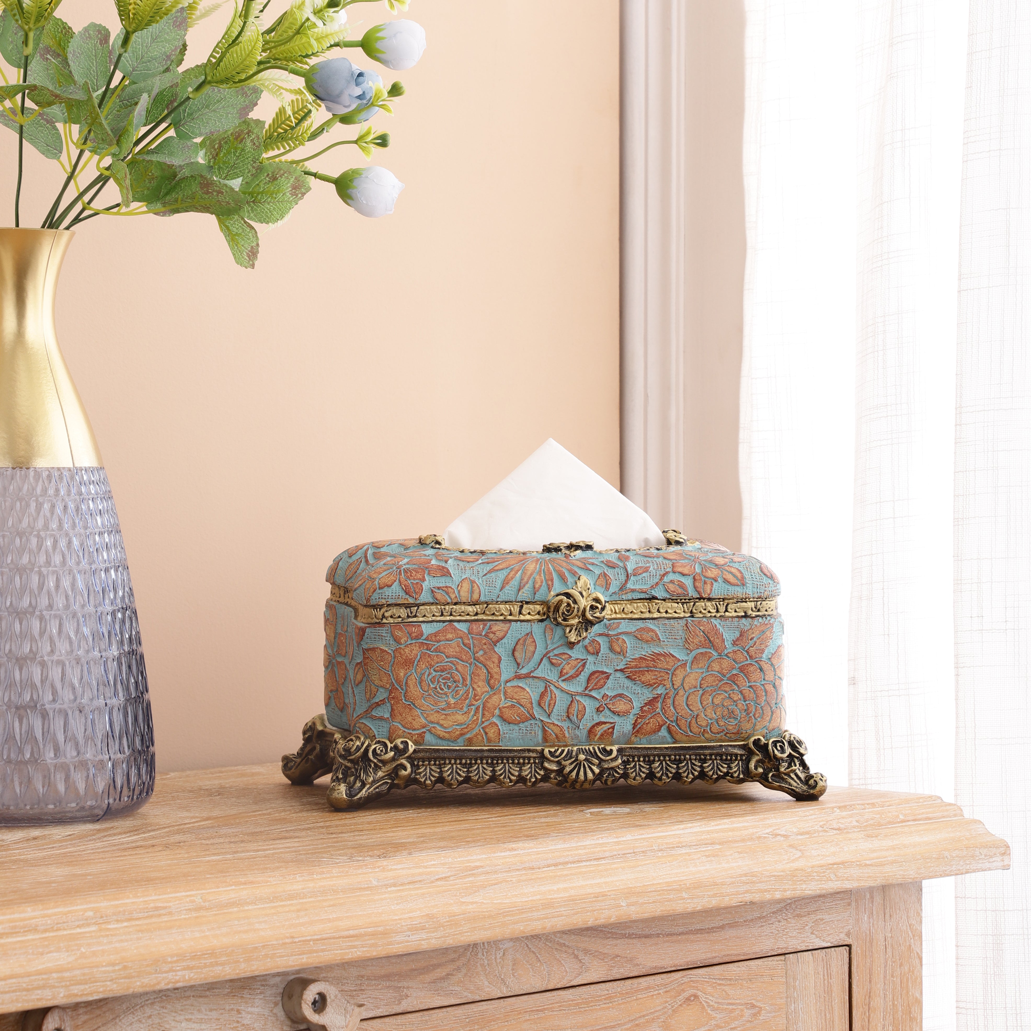 Tuscan Blue Tissue Holder