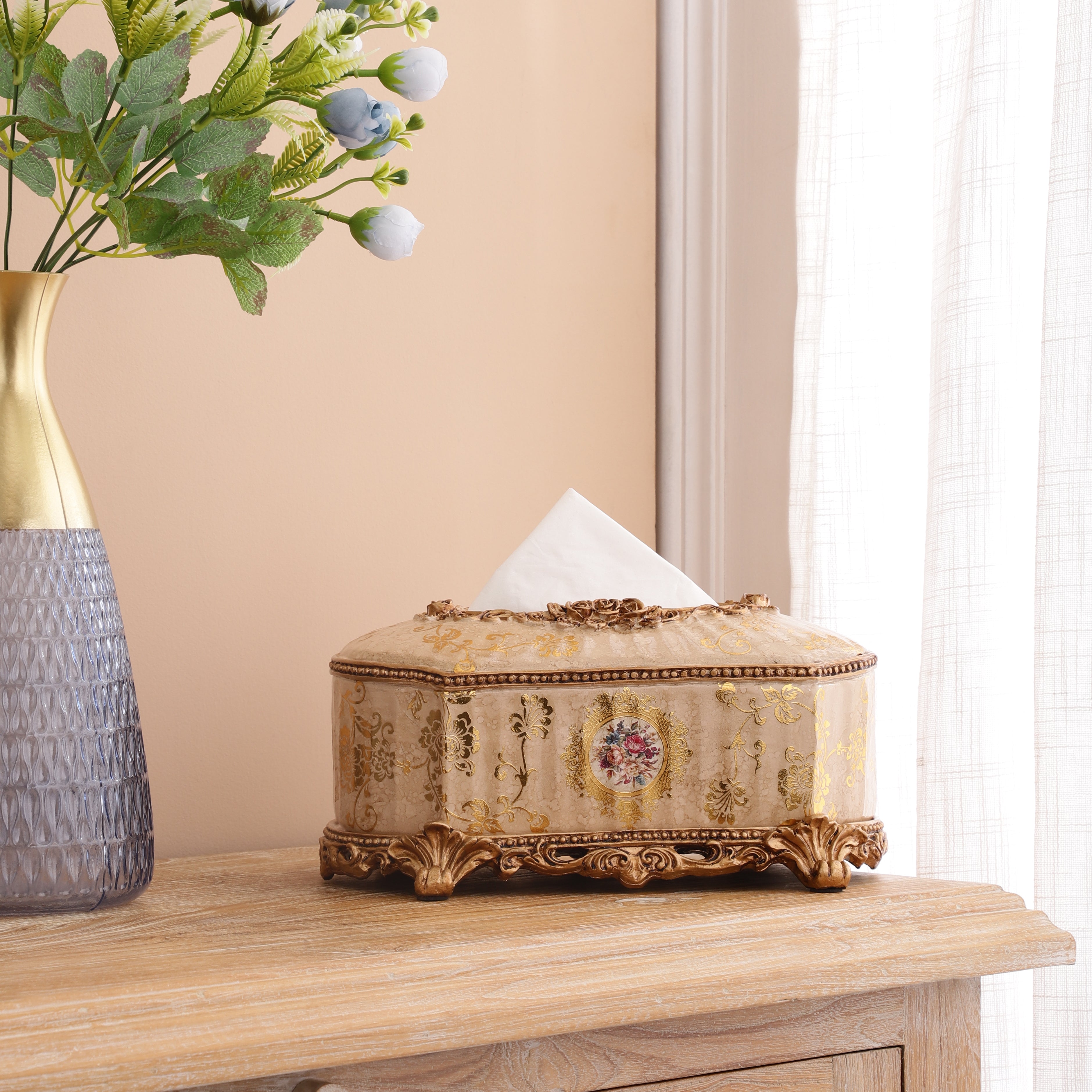 Regalia Gold and Cream Tissue Holder