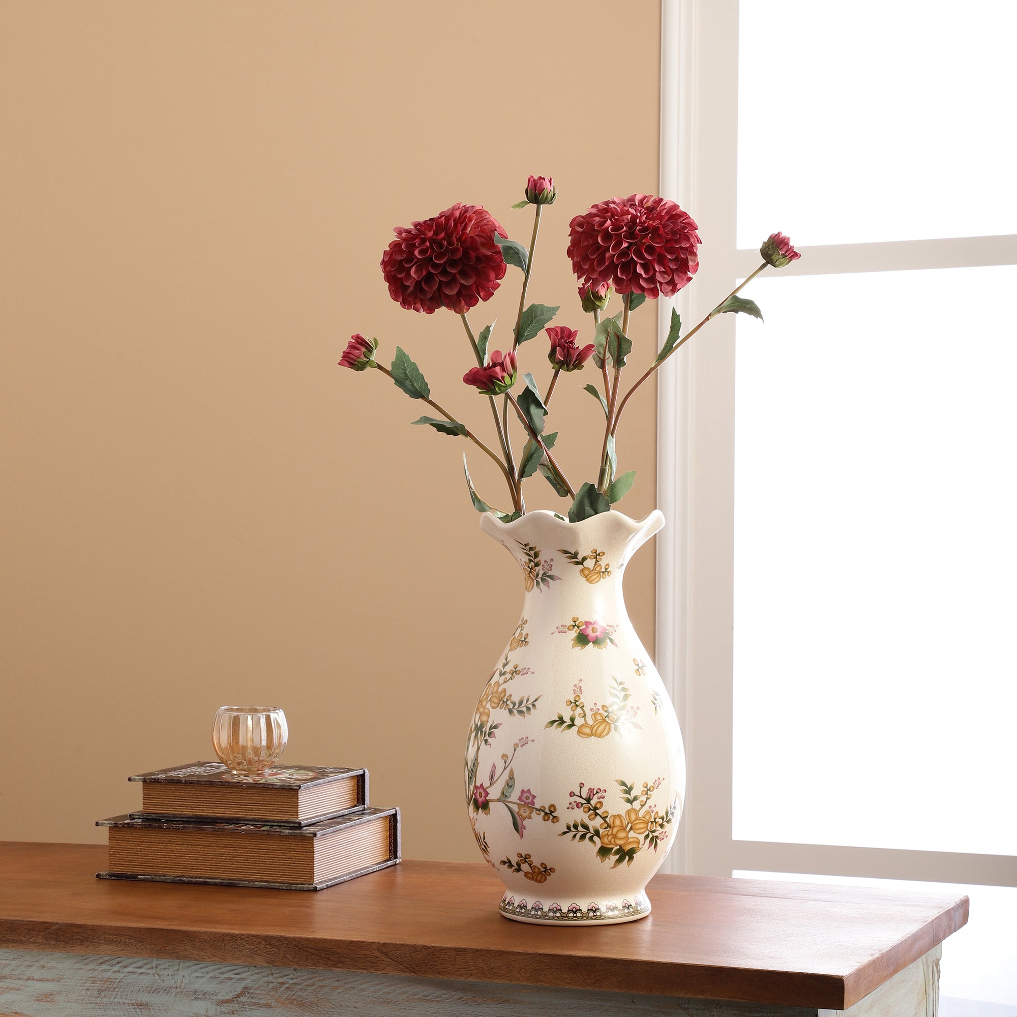 Mauve Dahlia Faux Flower Stick (Single)