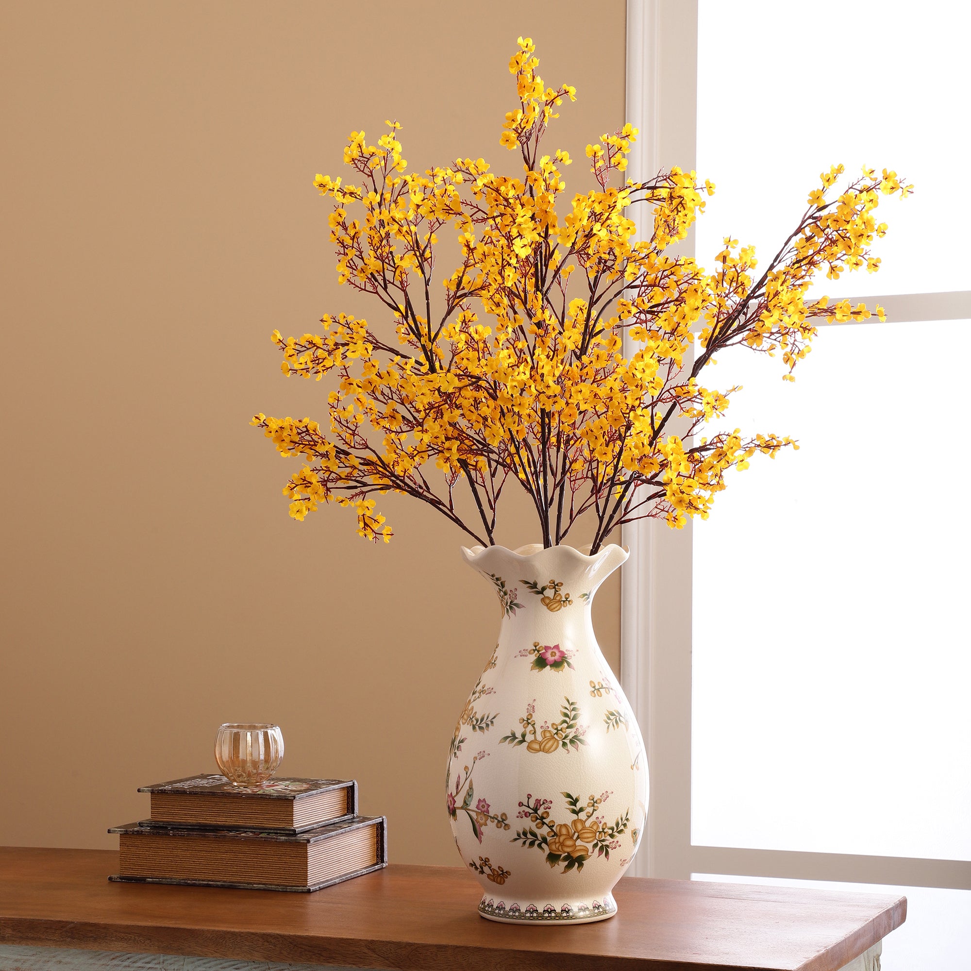Yellow Gypsophila Faux Flower Stick (Single)