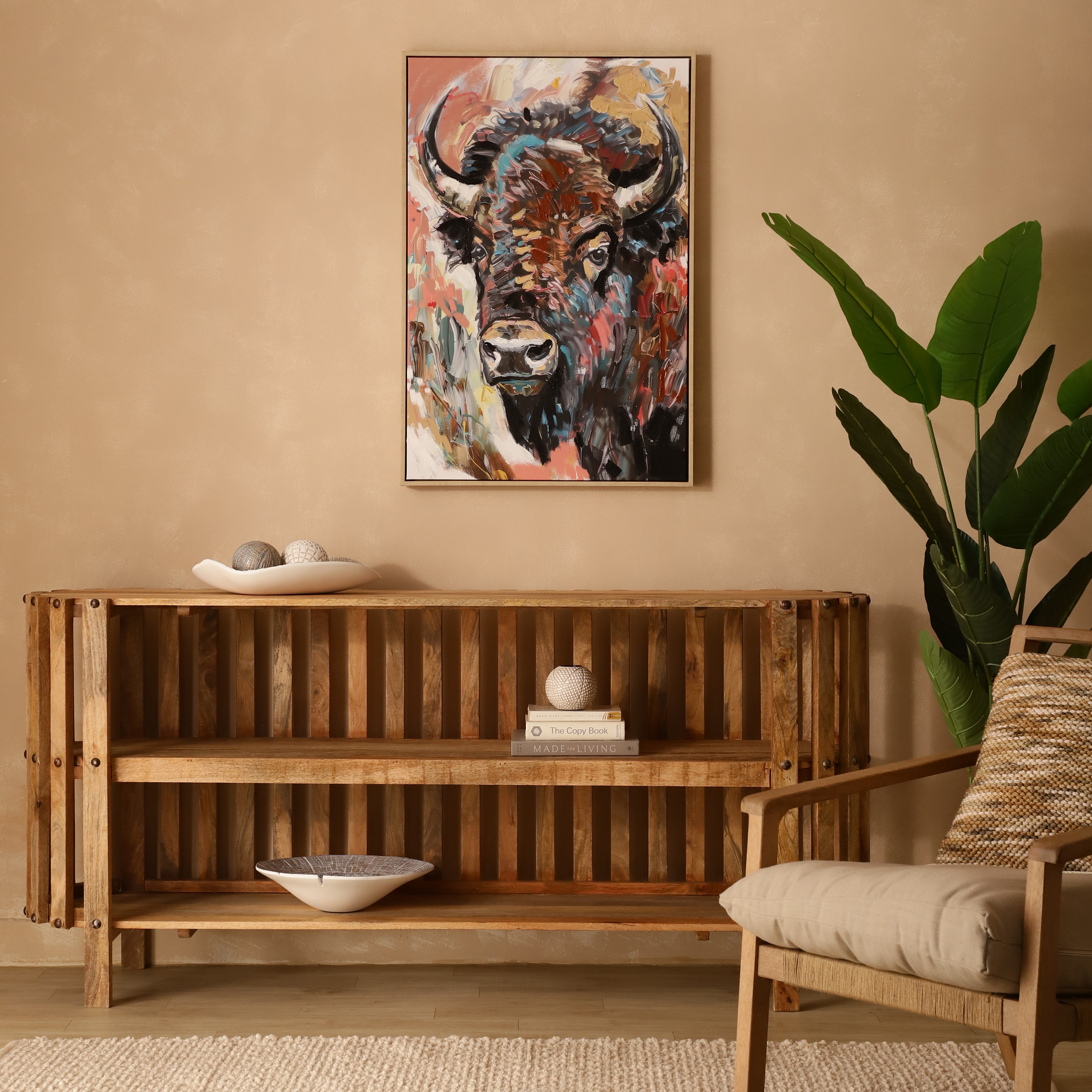 Majestic Buffalo Hand-Painted Portrait Canvas Art