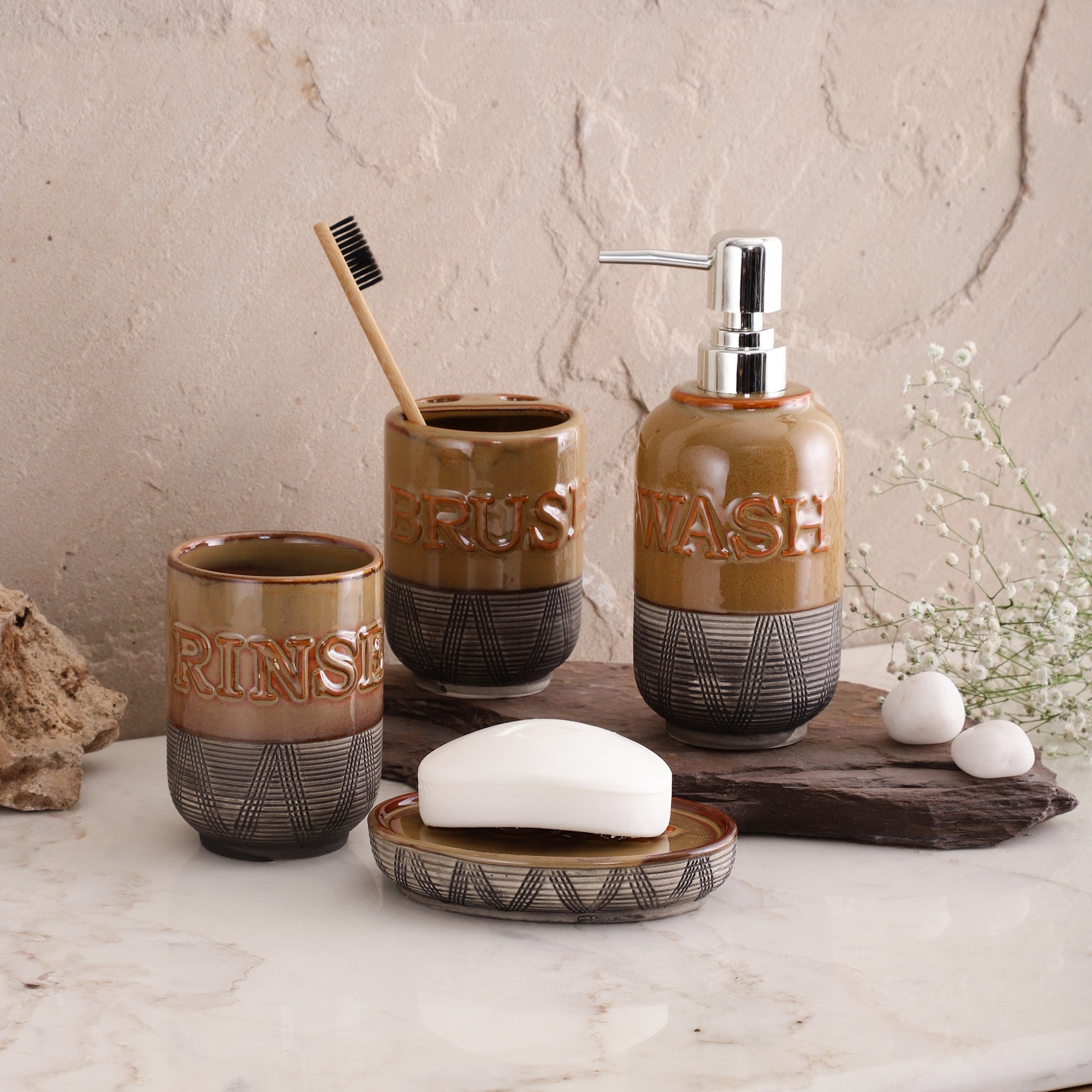 Copper/Grey 4 Piece Bath Set