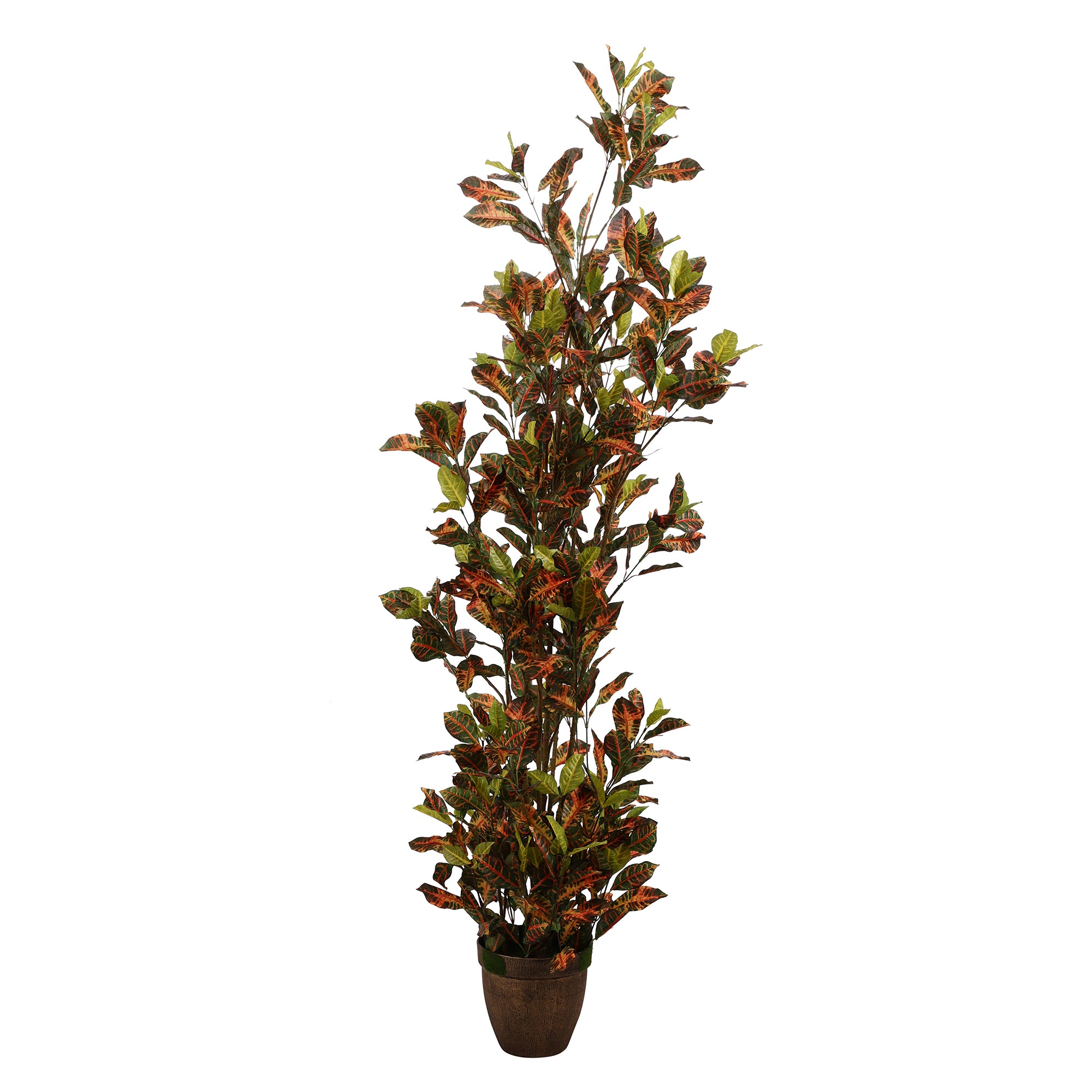 Blush Pink and Green Croton Faux Plant with Pot