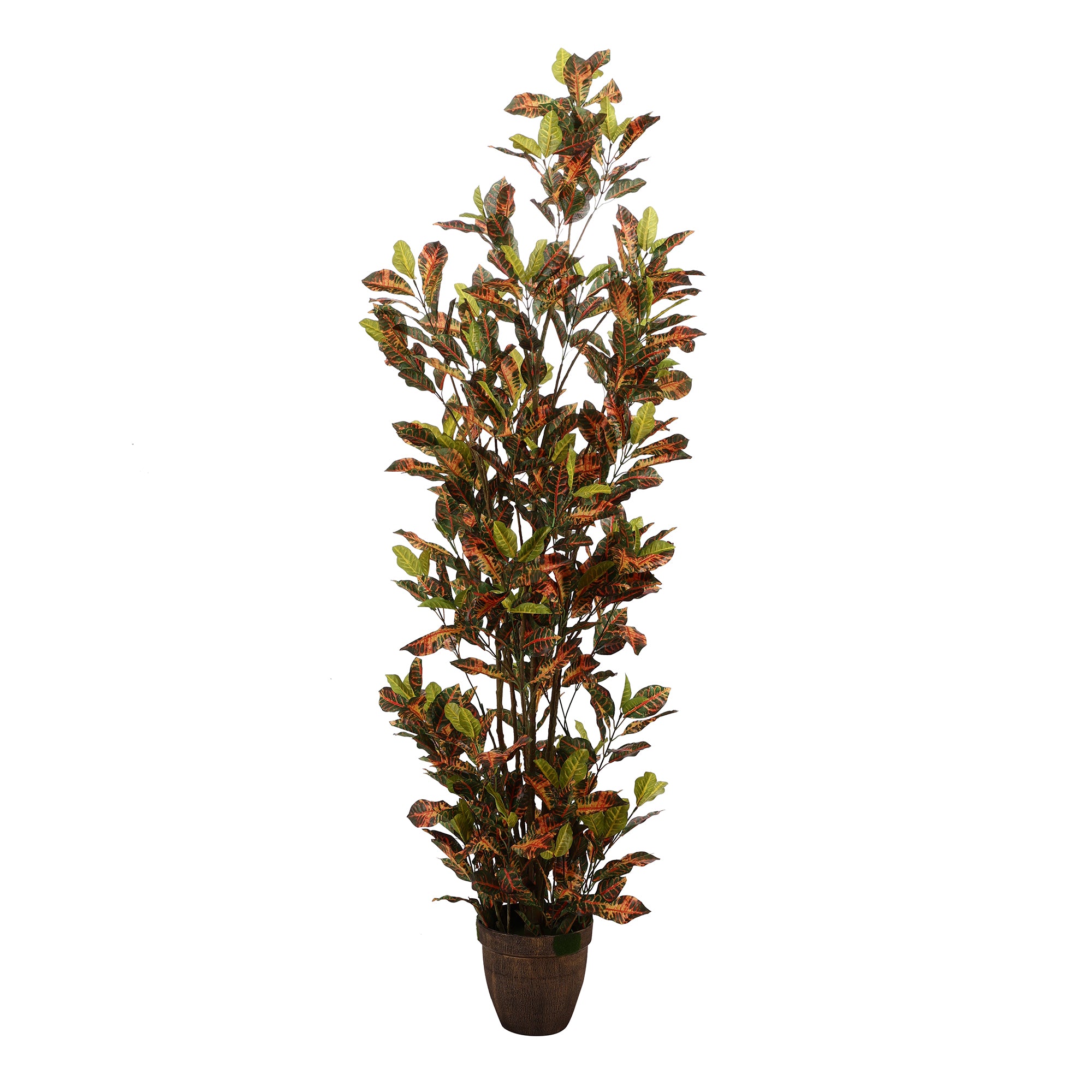 Blush Pink and Green Croton Faux Plant with Pot