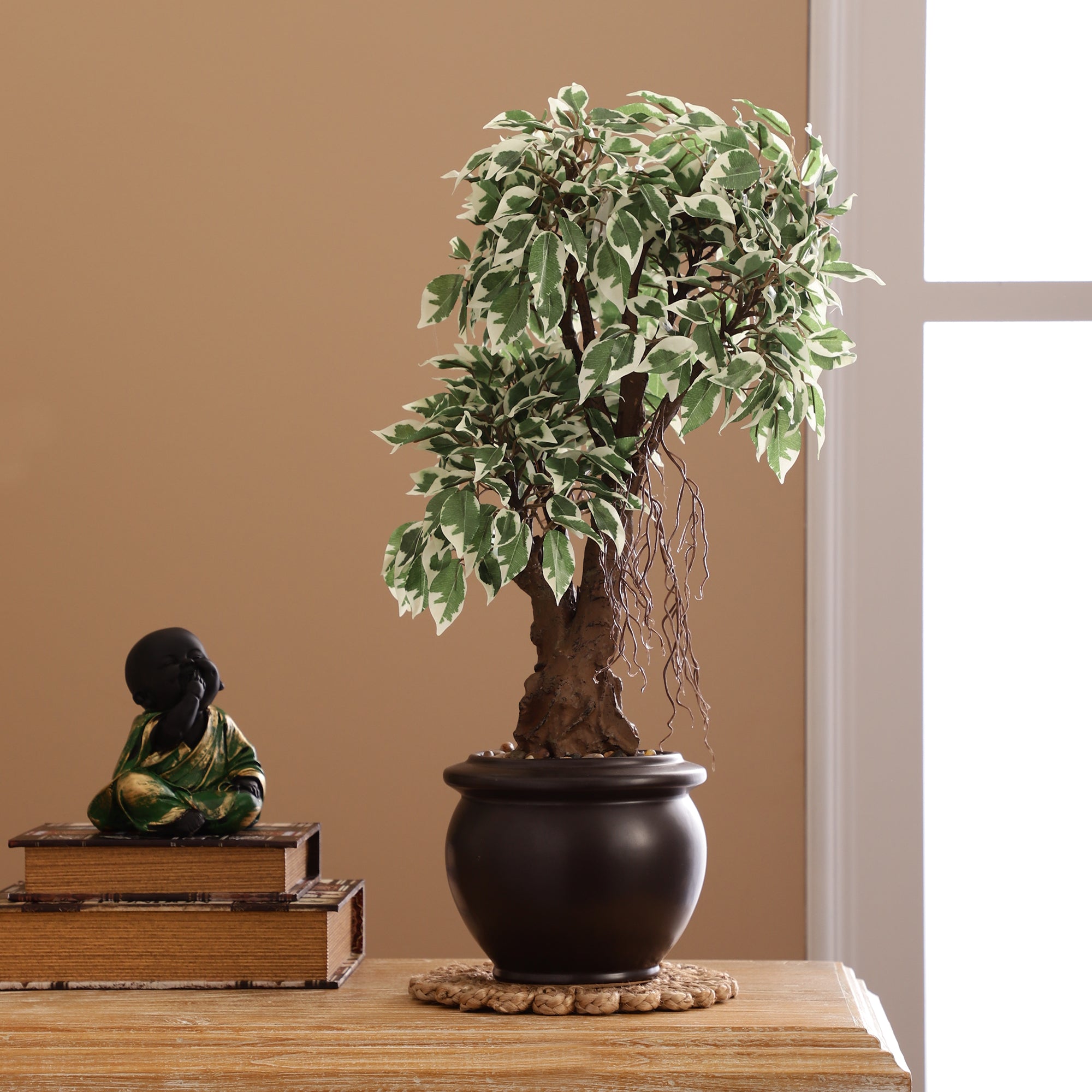 Schefflera Faux Ceramic Potted Plant