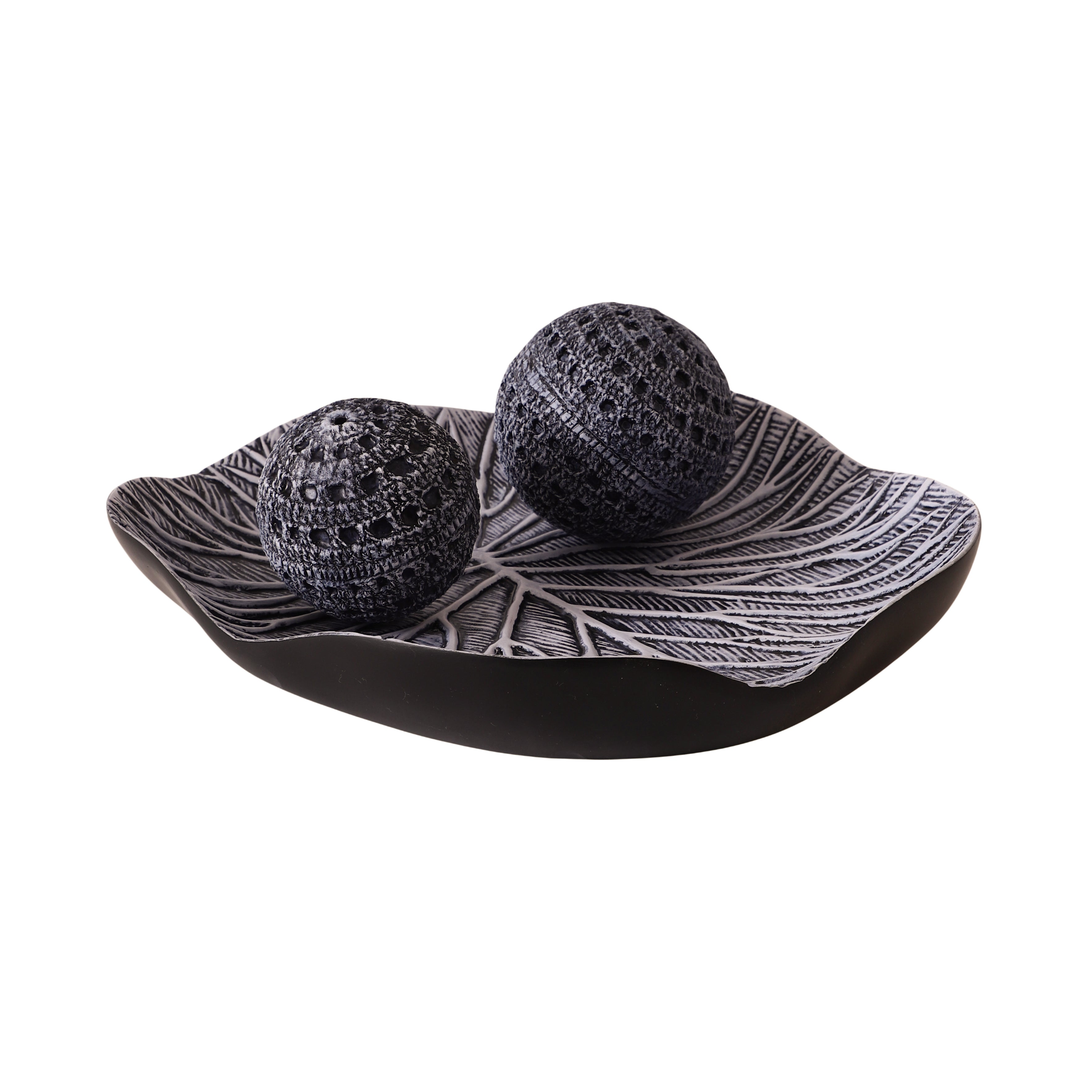 Palmera Leaf Platter Table Accent (Black)