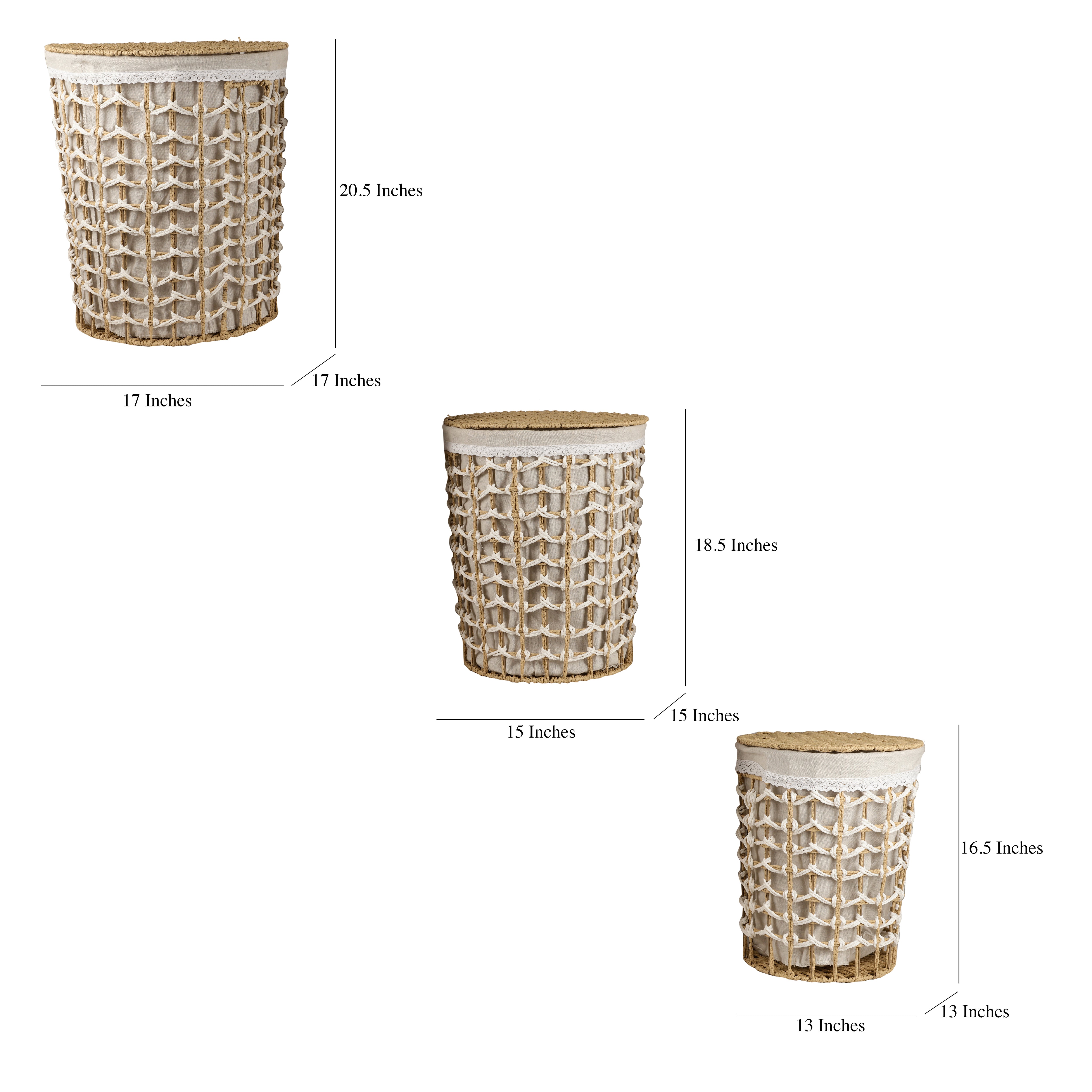 Weaved Jute Laundry Baskets with Lid (Single)