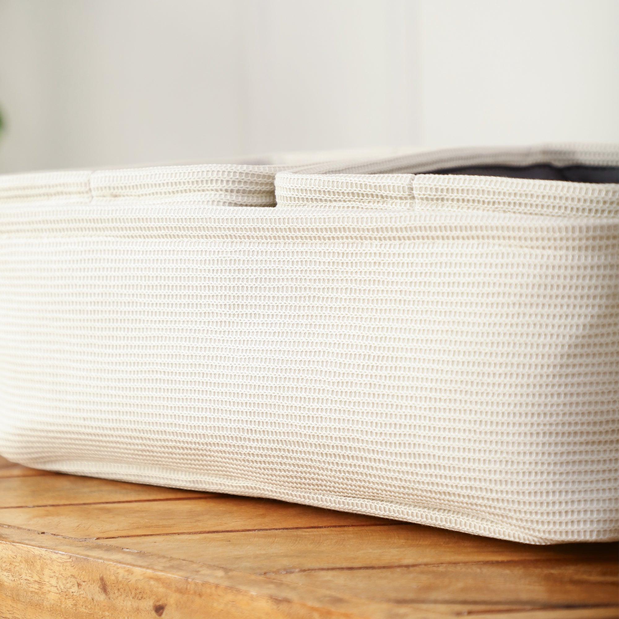 Off-White Storage Set with Leather Pulls (Set of 3)