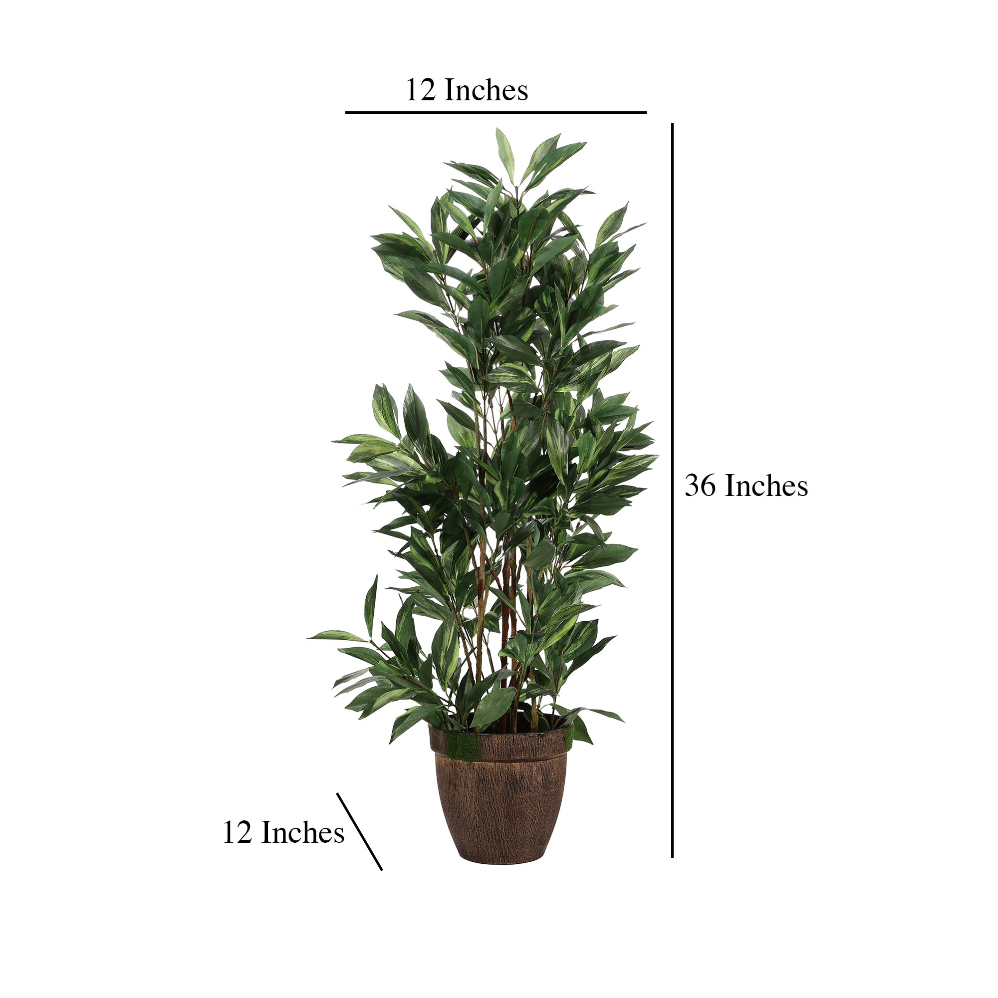 Green Dracaena Faux Plant with Pot (Medium)