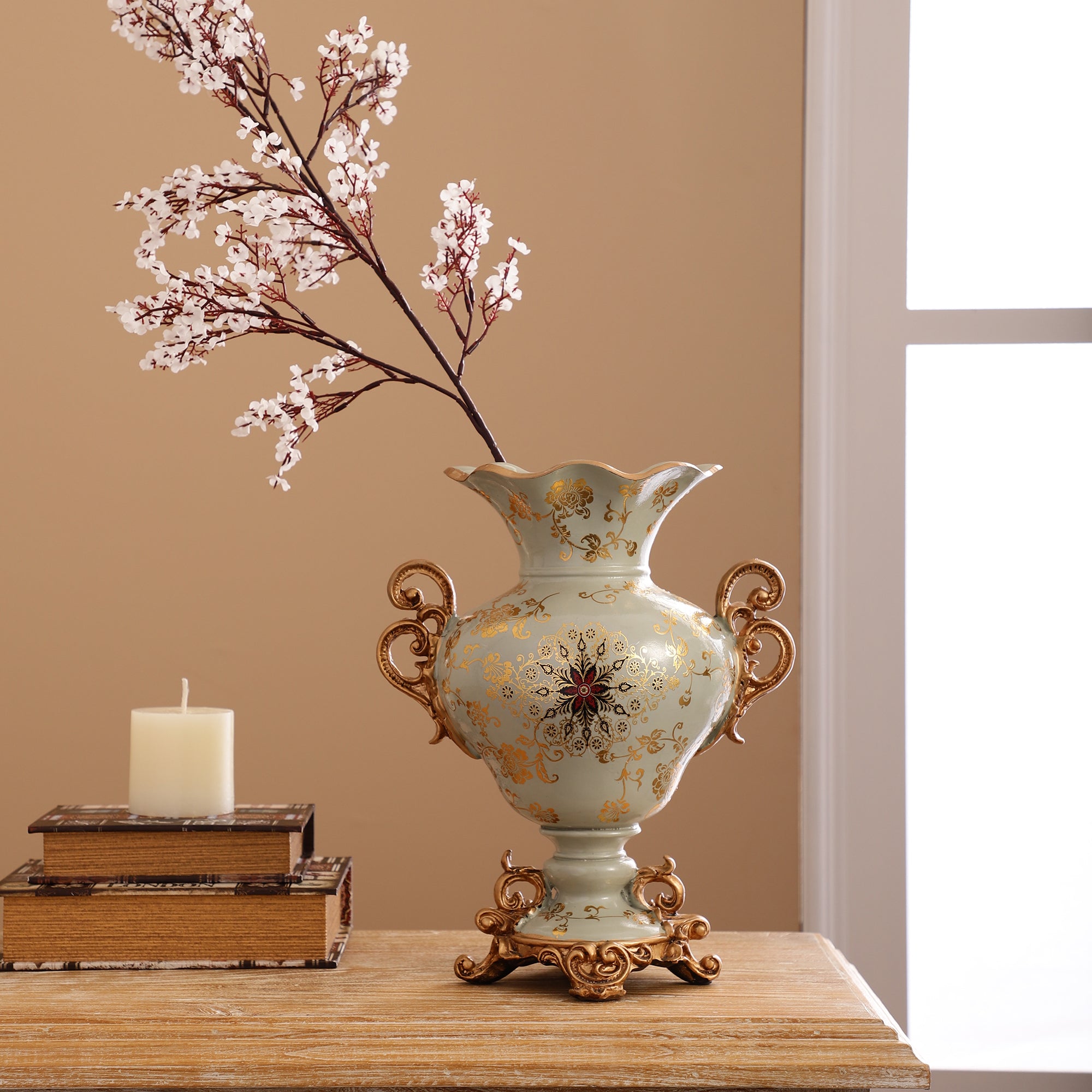 Regalia Gold and Blue Grey Vase (Medium/Short)