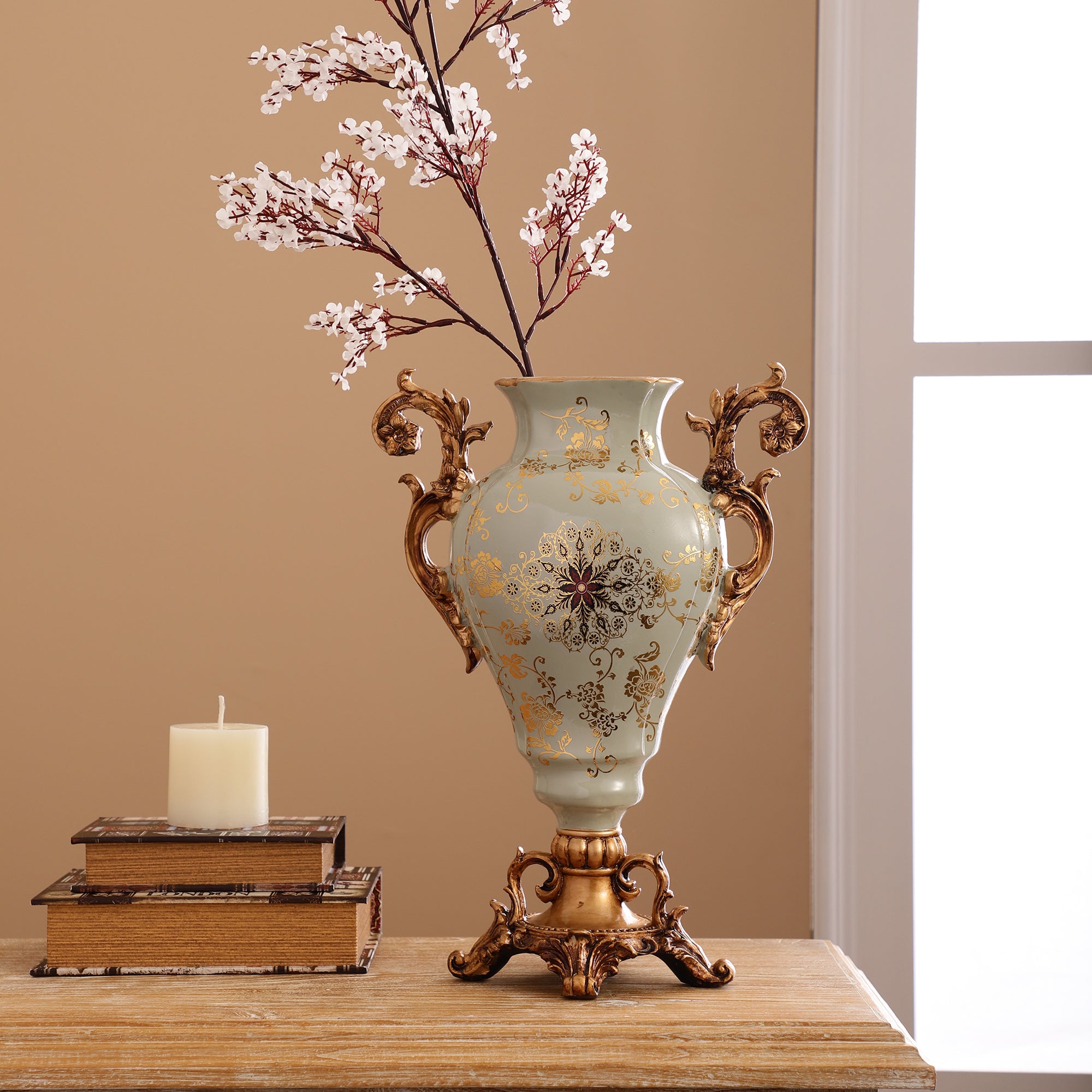 Regalia Gold and Blue Grey Vase (Large)