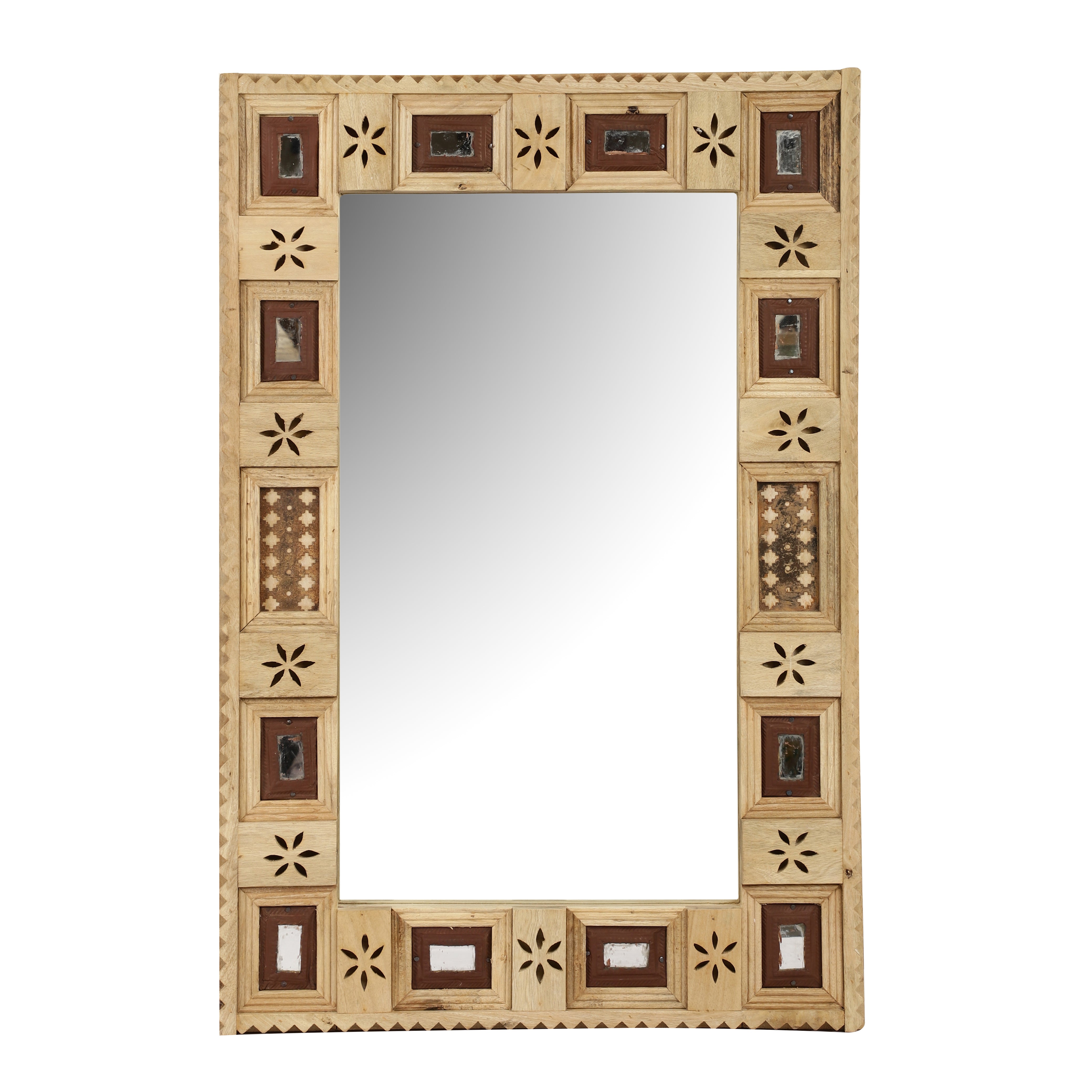 Antique Brown Damchi Console Table and Mirror