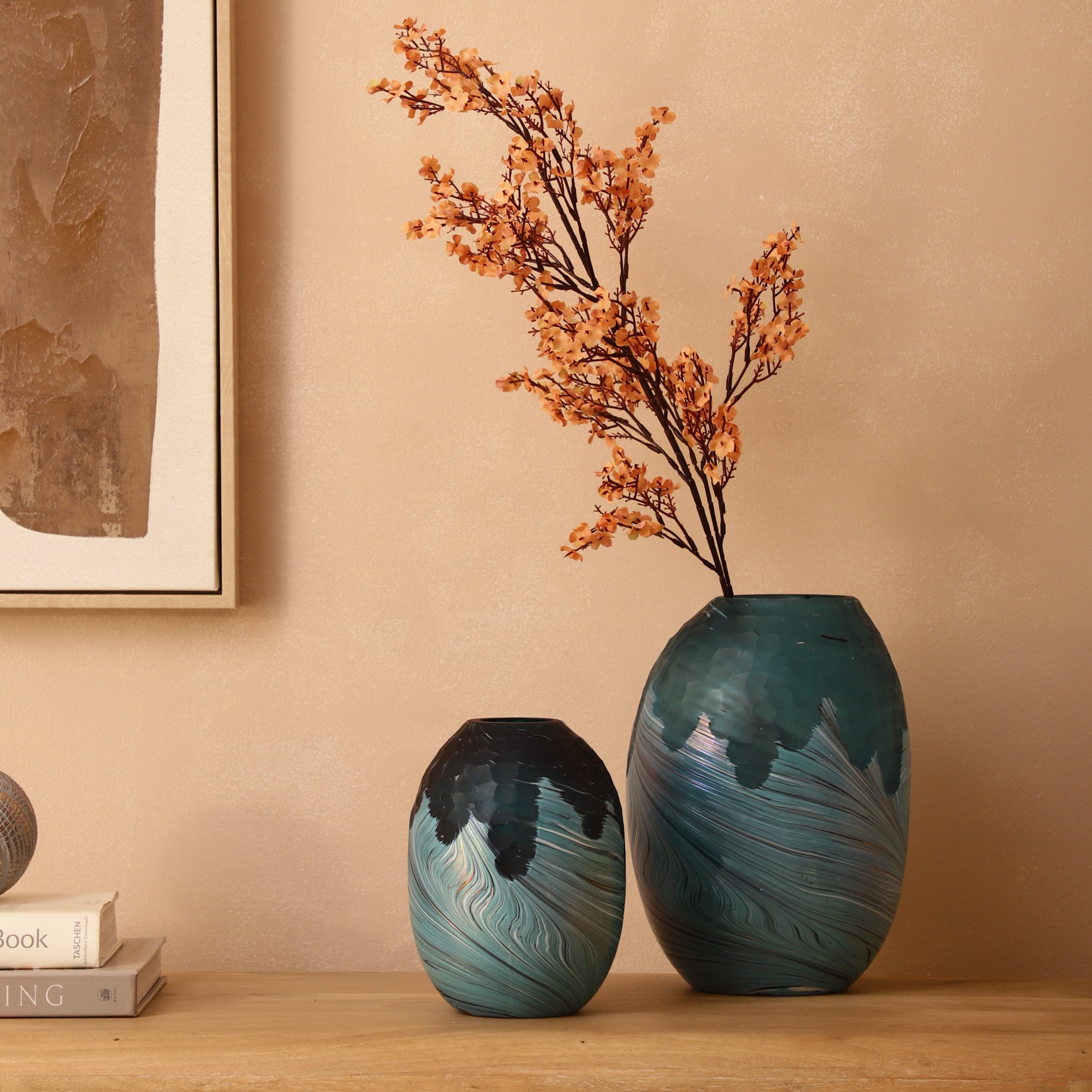 Swirl Ombre Teal Glass Vase (Single)