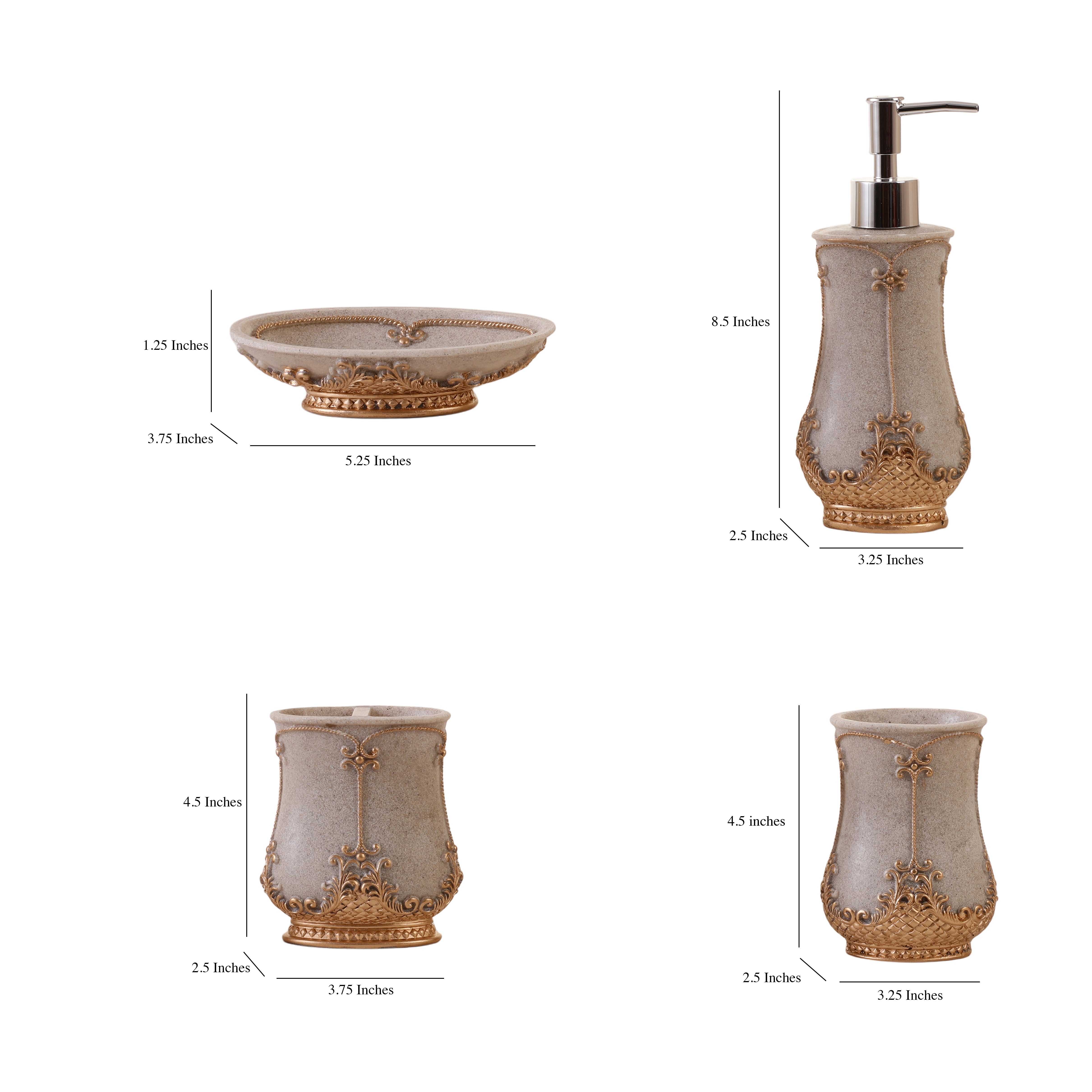 Grandeur Gilded 4 Piece Bath Set