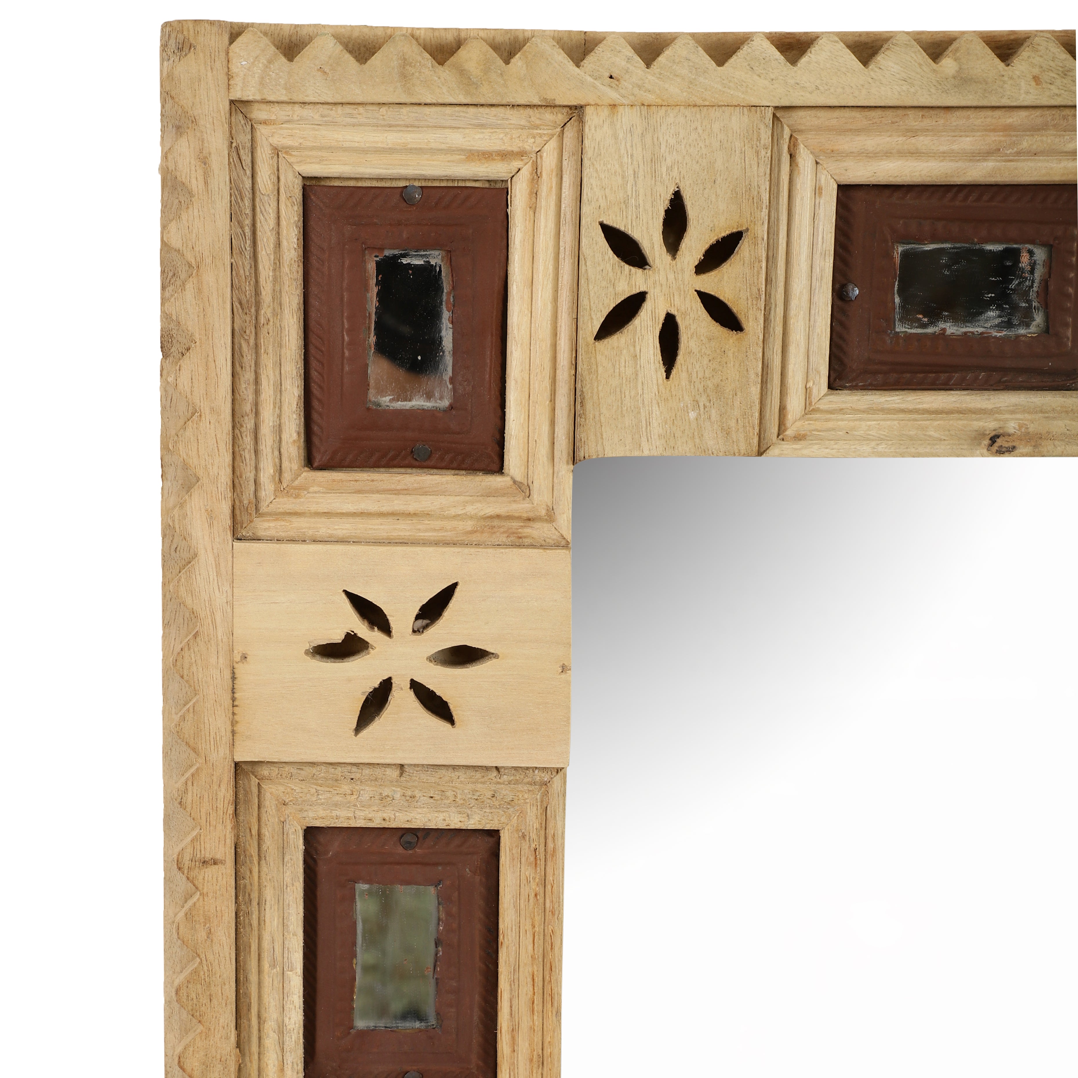 Antique Brown Damchi Console Table and Mirror