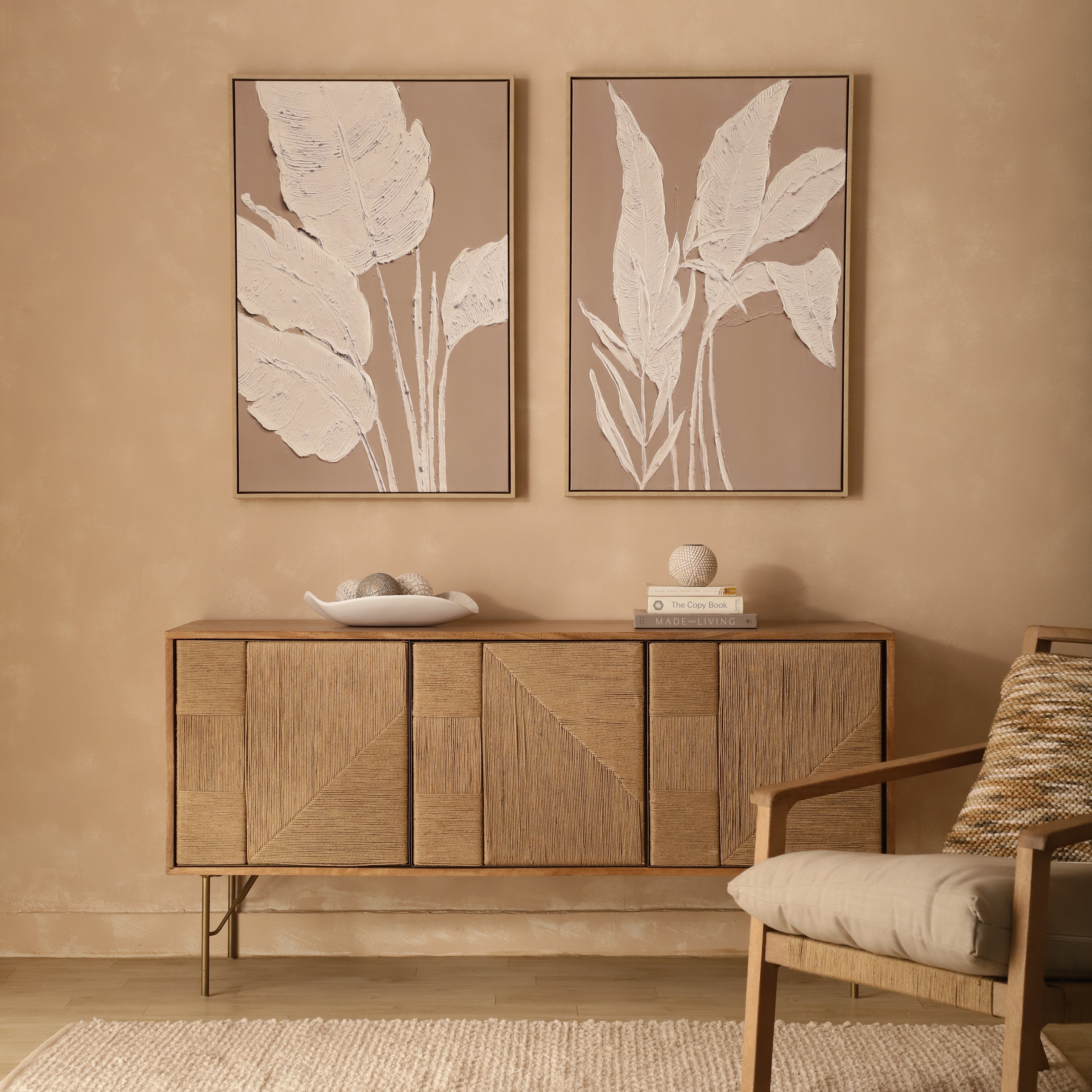 Sculpted Botanical Pair Framed Canvas Art (Set of 2)