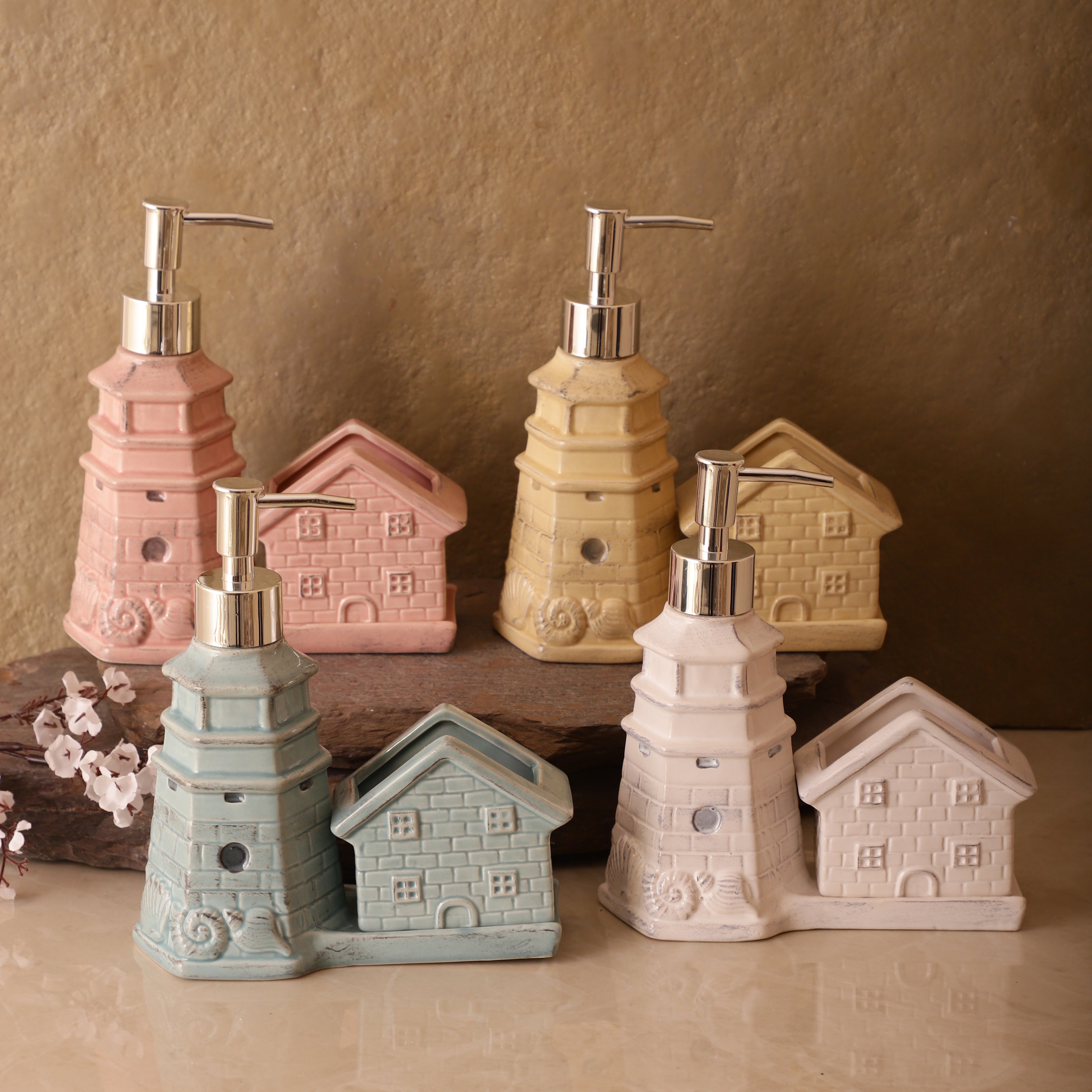 Lighthouse and Cottage Soap Dispenser (Single)