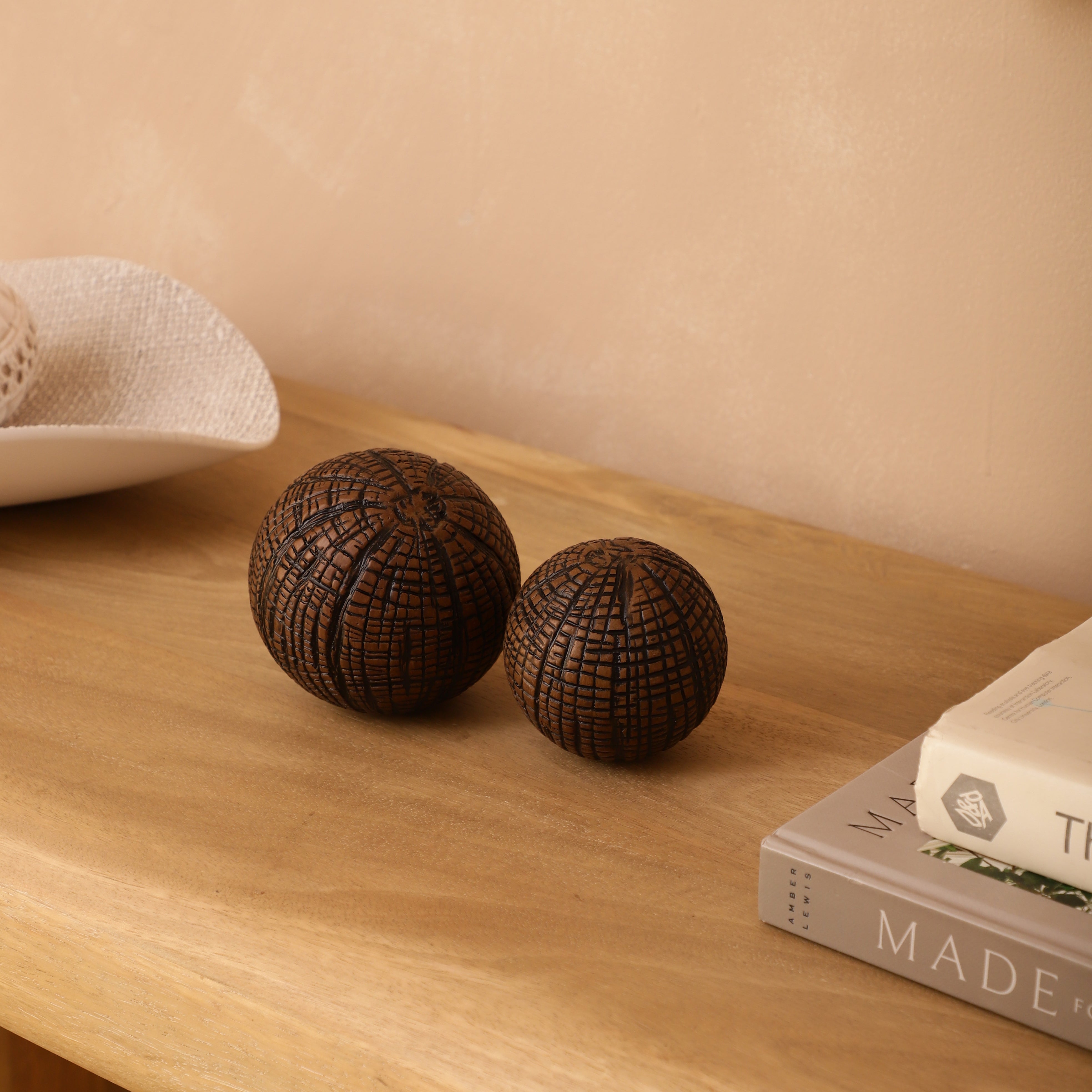 Brown Textured Ball Table Accents (Single)