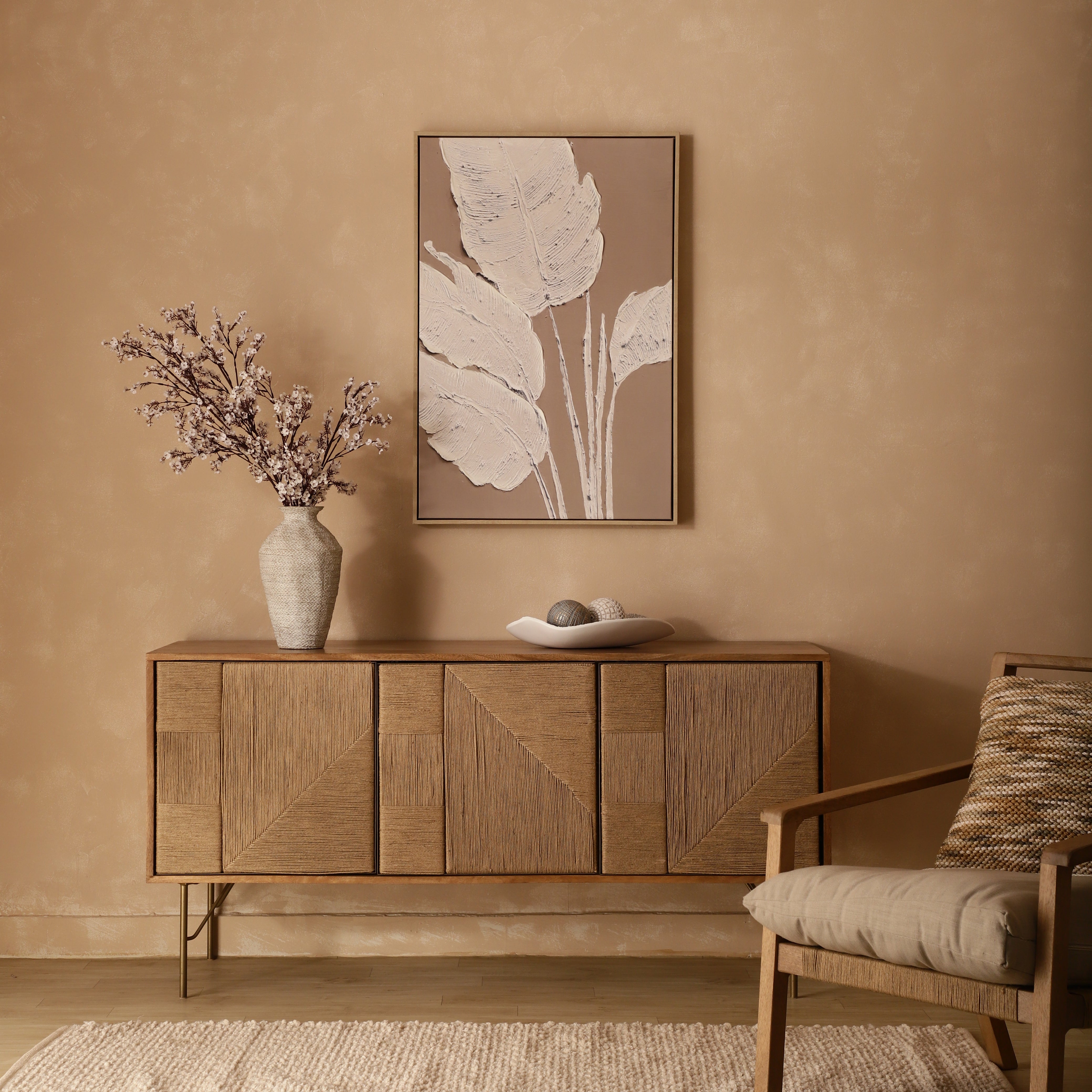 Sculptural Botanical Leaf Canvas Wall Art