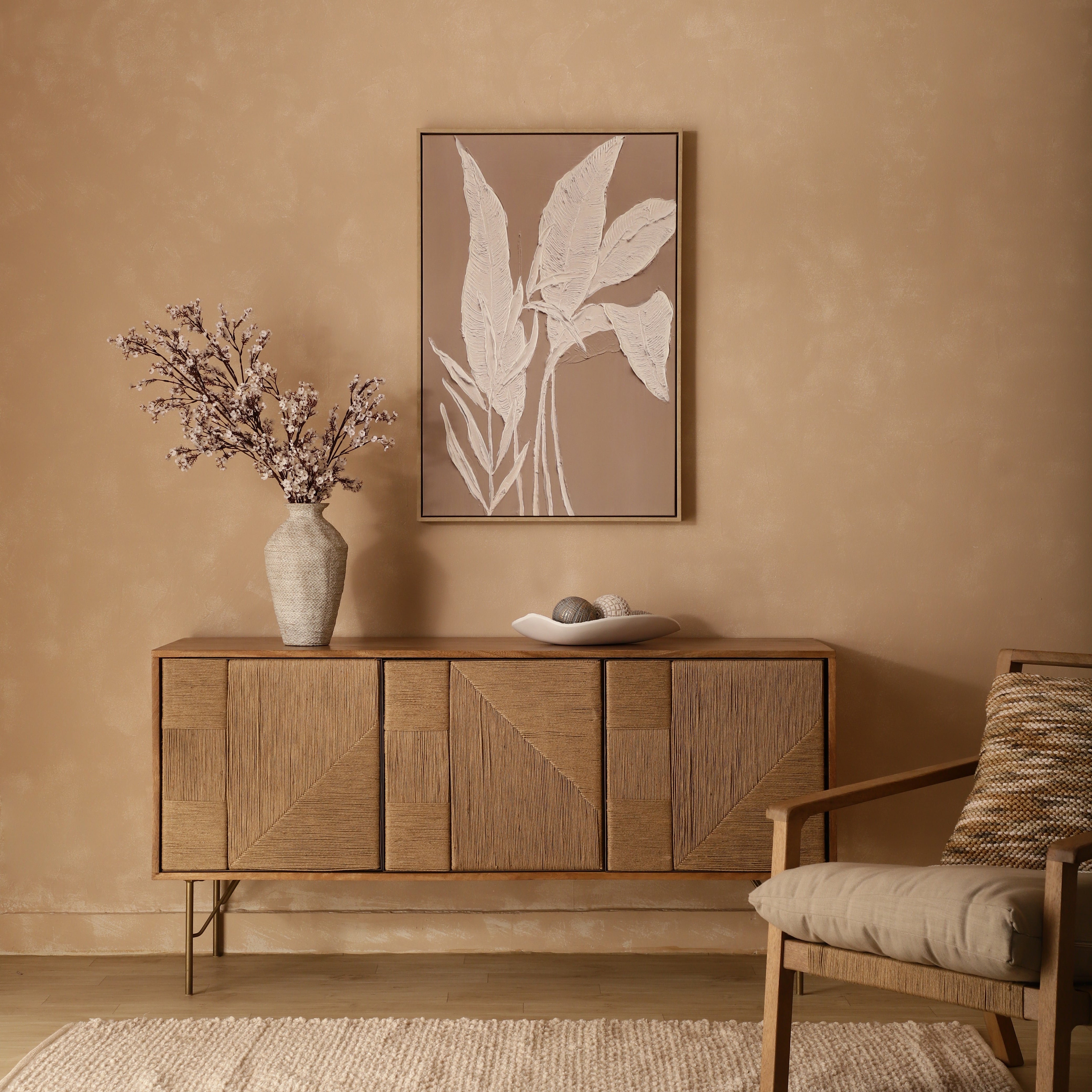 Textured Botanical Leaf Canvas Wall Art