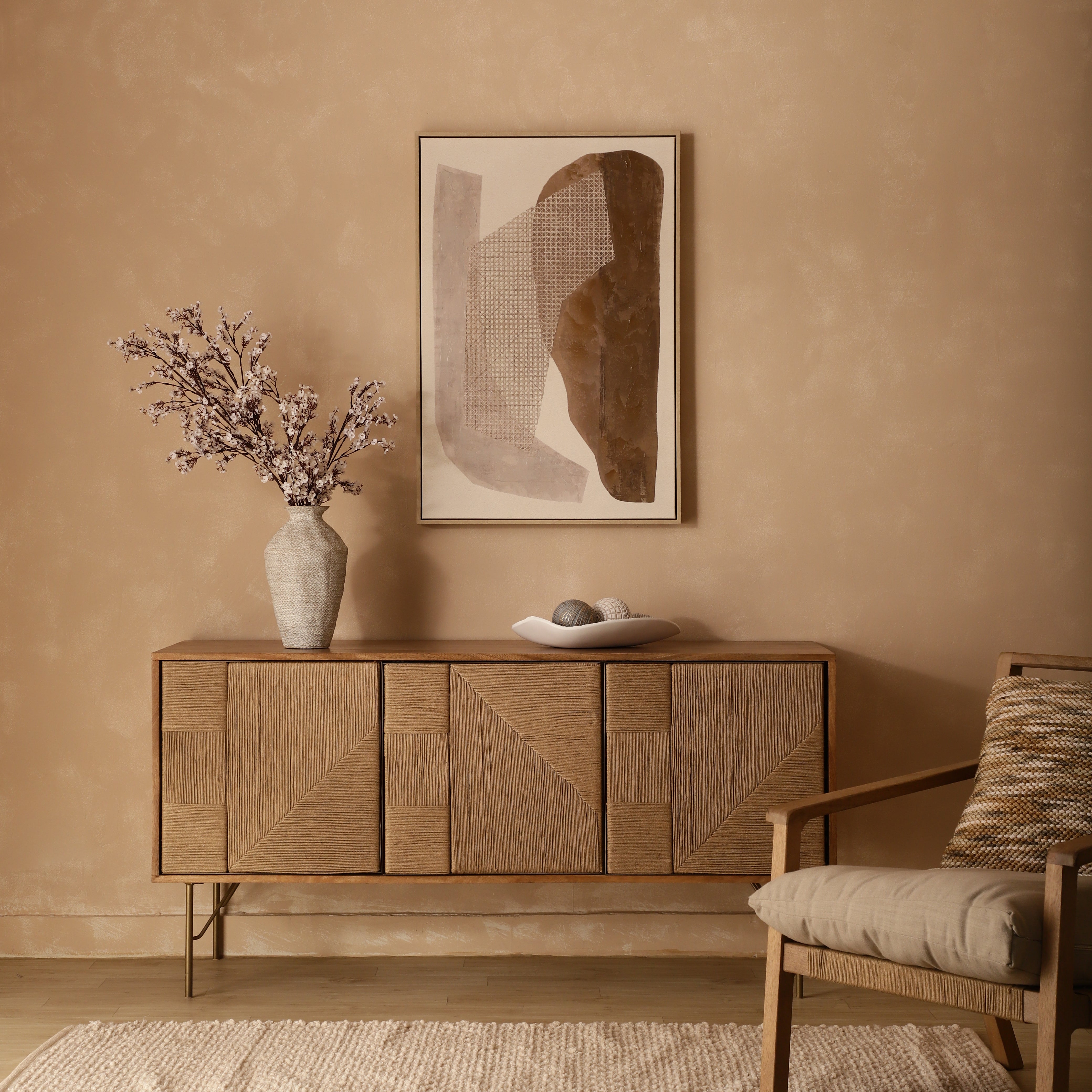 Abstract Rattan Texture Hand-Painted Canvas Art